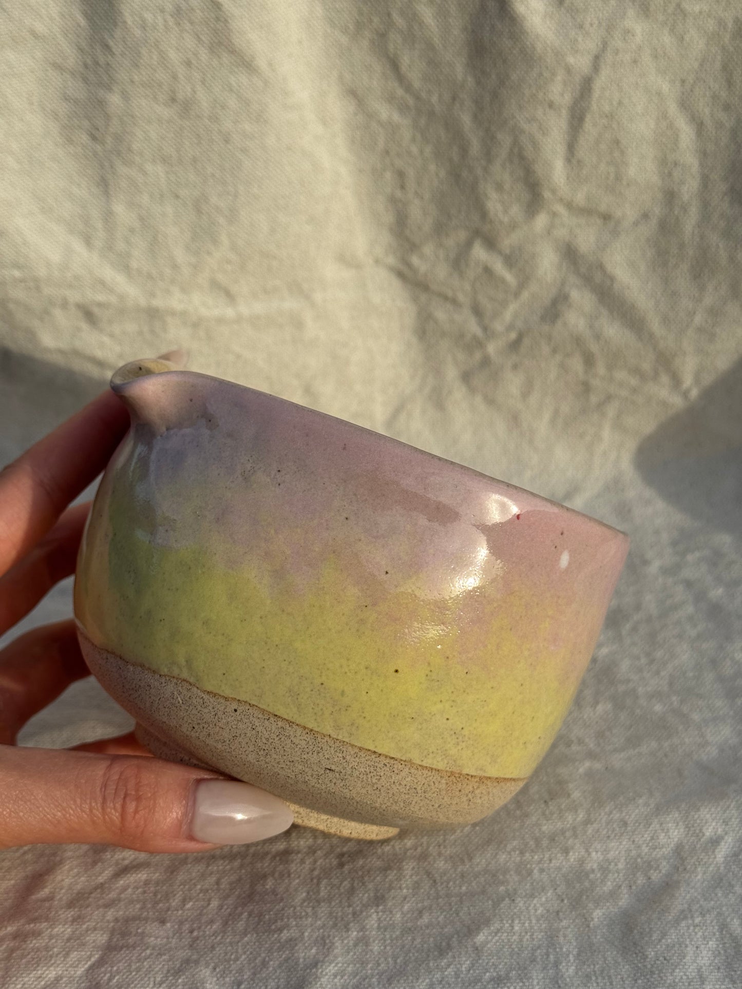 MATCHA BOWL HALF GLAZED OMBRE KATAKUCHI 🌸