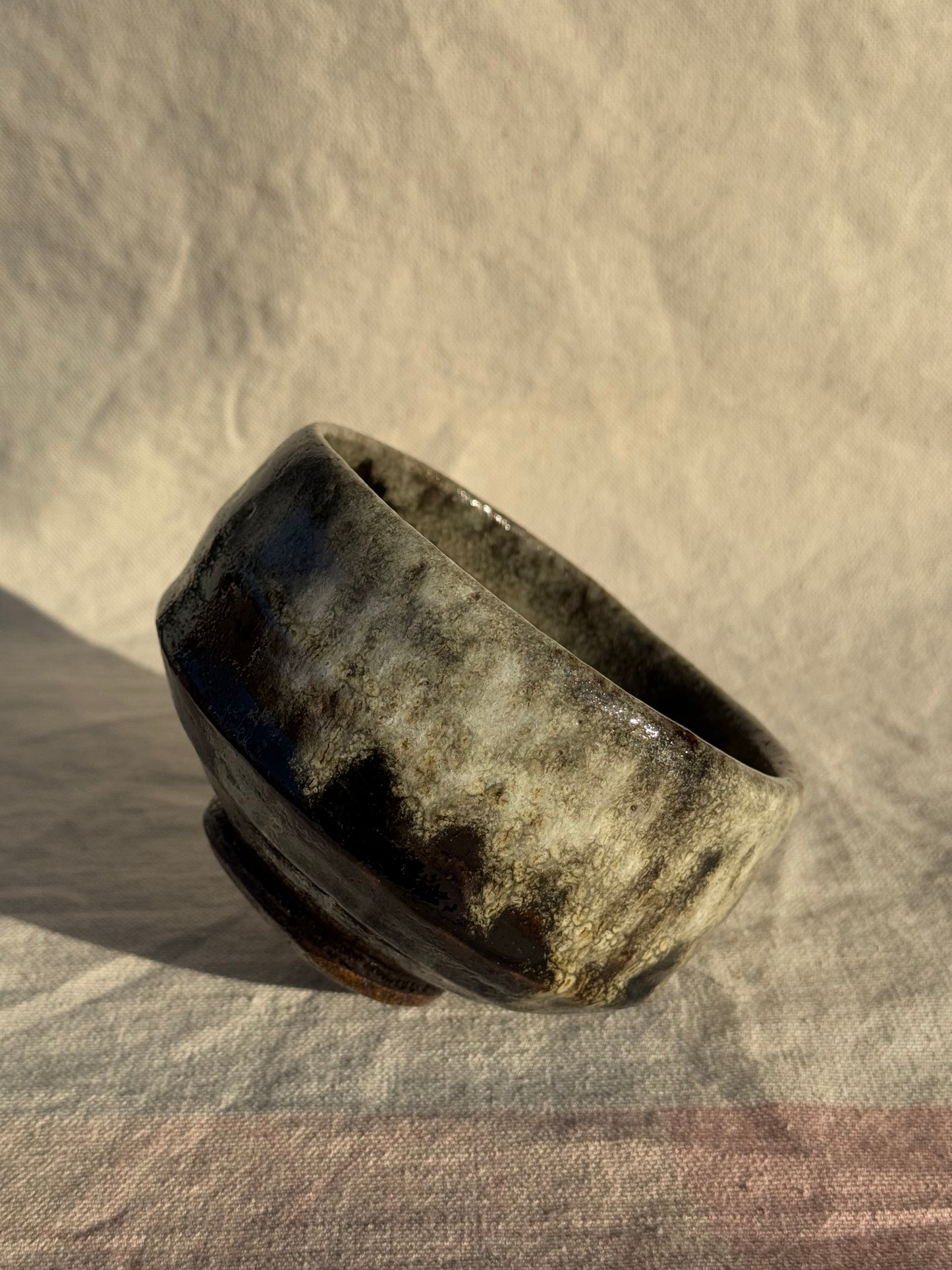 MATCHA TEA BOWL OHI RAKU DRIP GLAZE 🌸