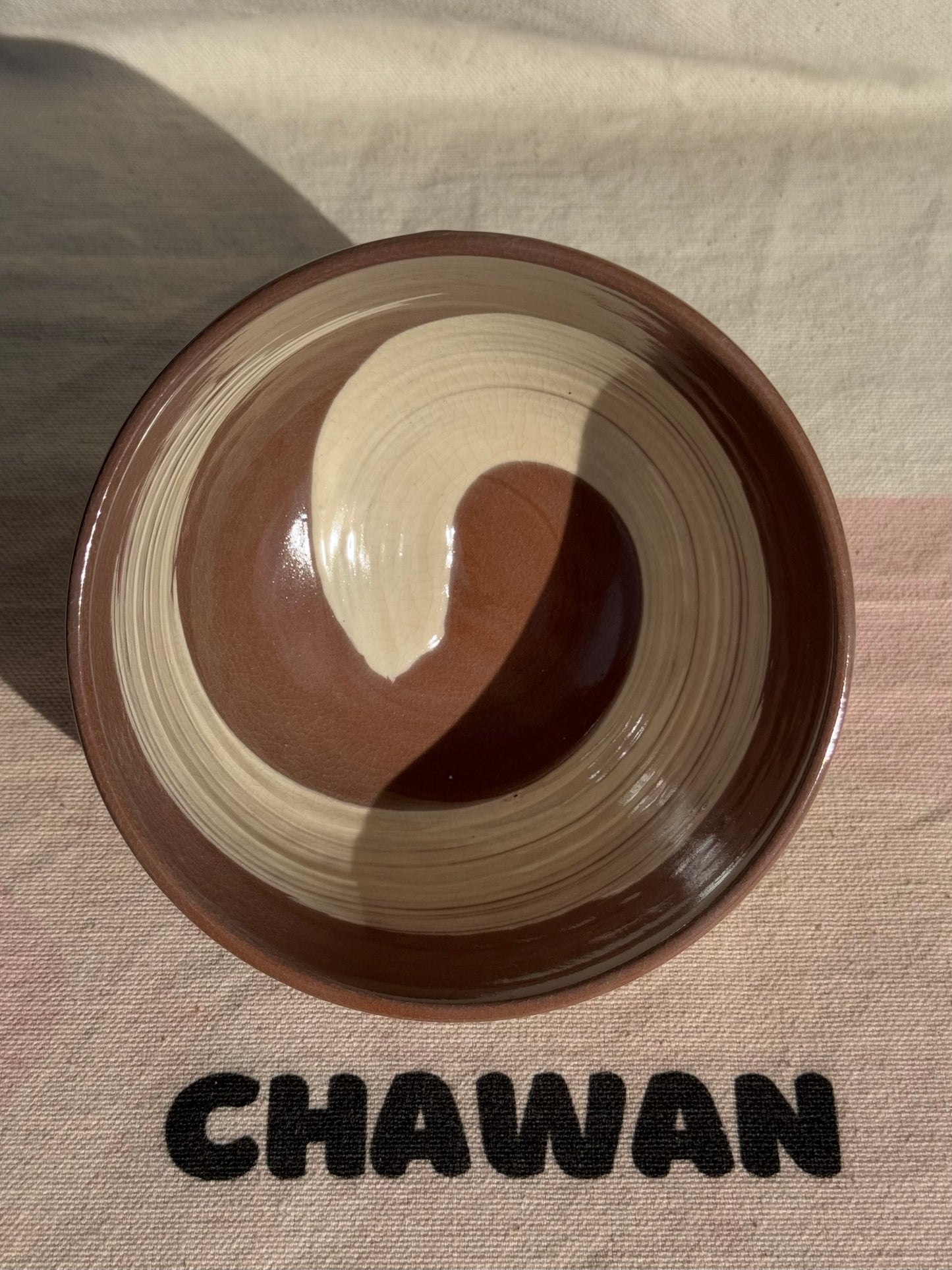 TEA BOWL KYO YAKI DEEP BROWN MISHIMA 🌸