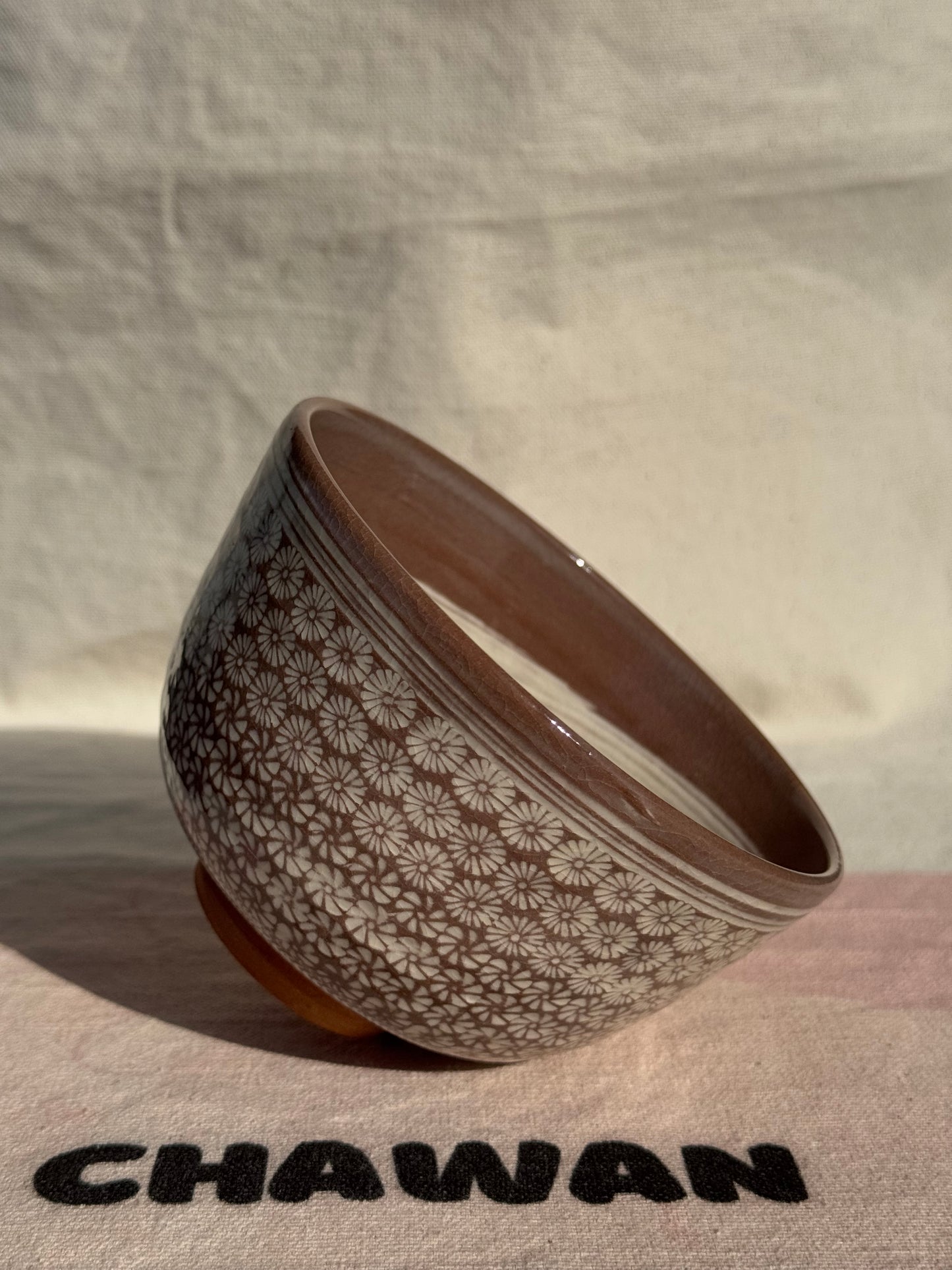 TEA BOWL KYO YAKI DEEP BROWN MISHIMA 🌸