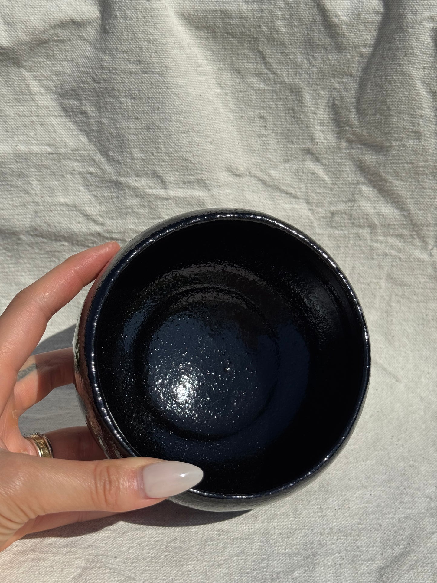 MATCHA BOWL KURO RAKU GOLD SPOTS by SHORAKU SASAKI 🌸