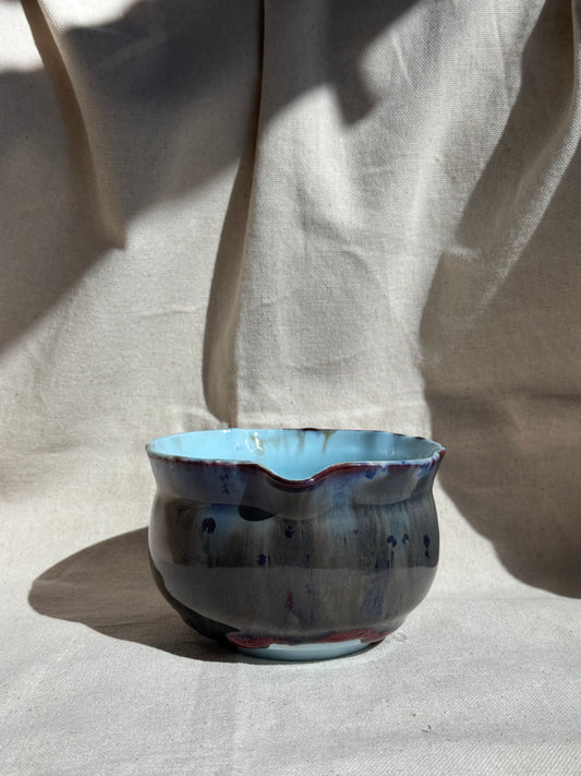 MATCHA BOWL 2 TONE BLUE BROWN FLORAL KATAKUCHI 🌸