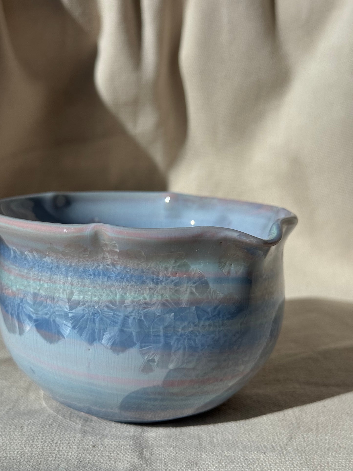 MATCHA BOWL BLUE MARBLE FLORAL KATAKUCHI 🌸