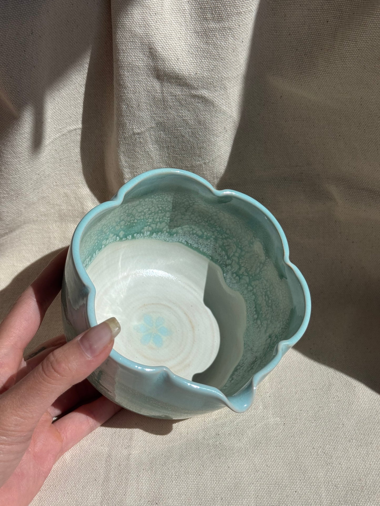 MATCHA BOWL GREEN OMBRE FLORAL KATAKUCHI 🌸