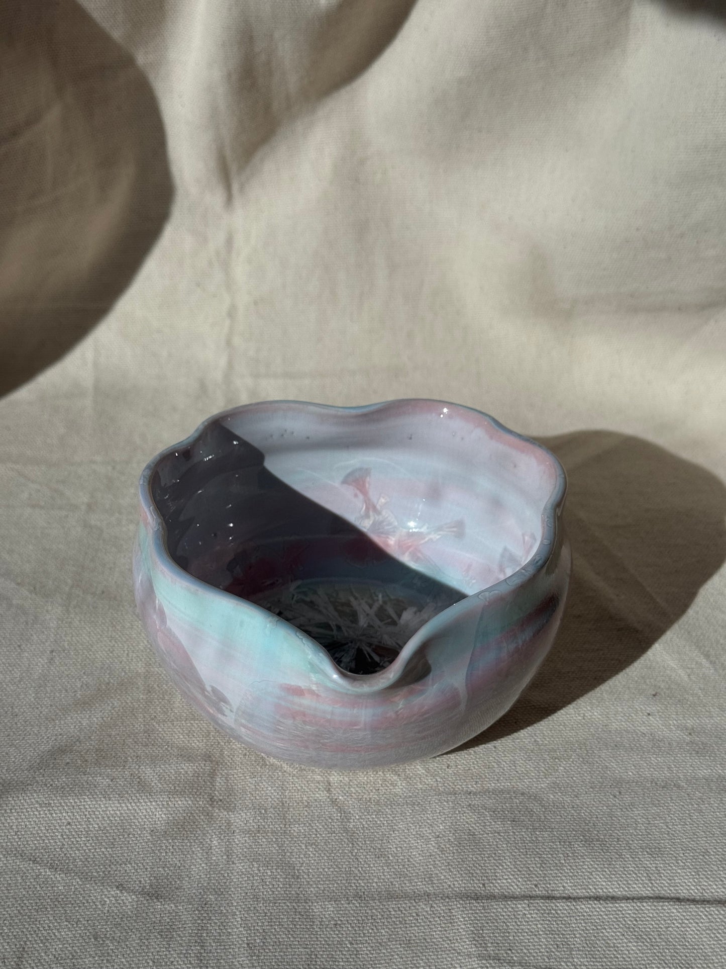 MATCHA BOWL LILAC MARBLE RUFFLE FLORAL KATAKUCHI 🌸