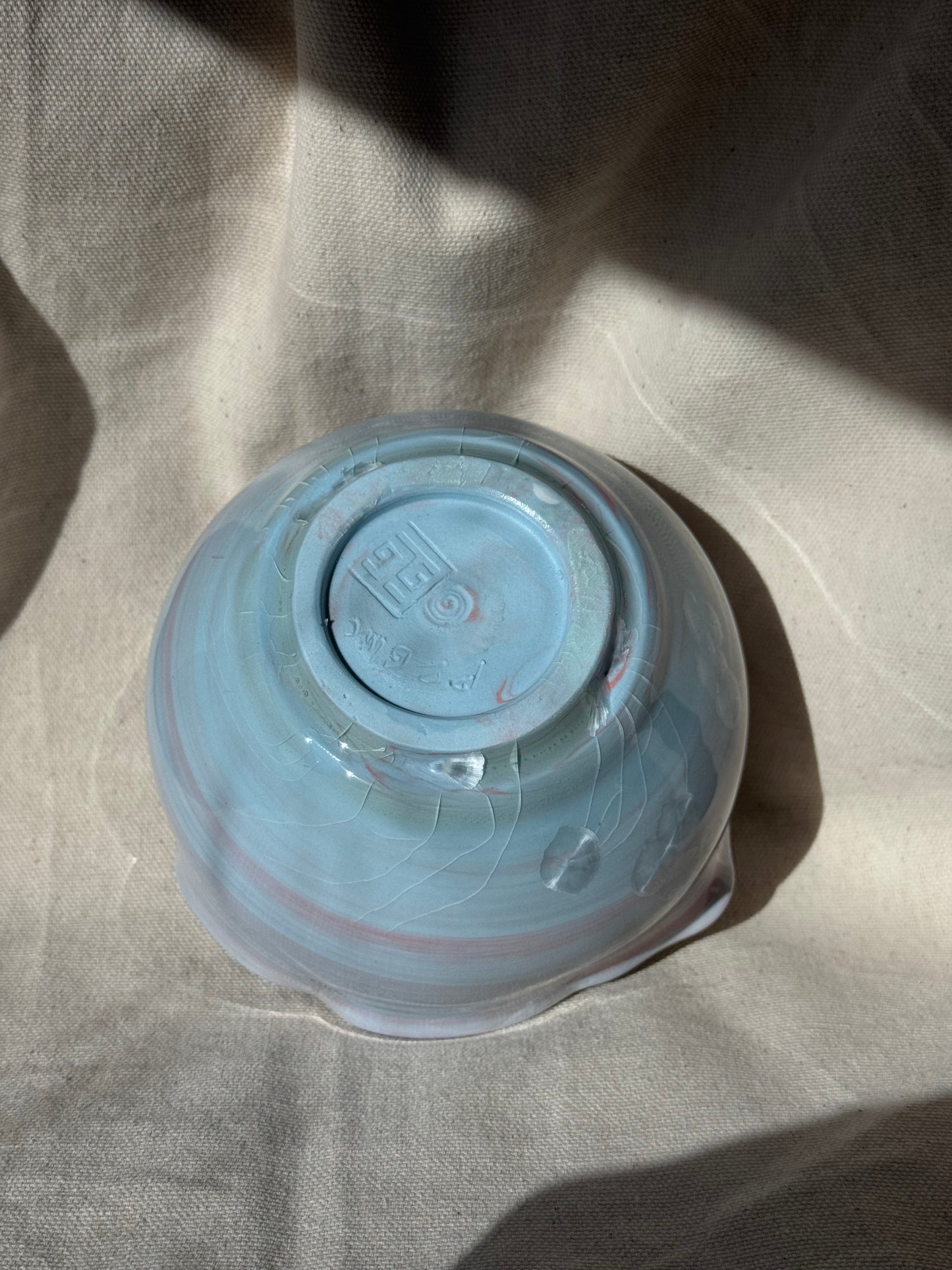 MATCHA BOWL BLUE PINK MARBLE GLAZE FLORAL KATAKUCHI 🌸