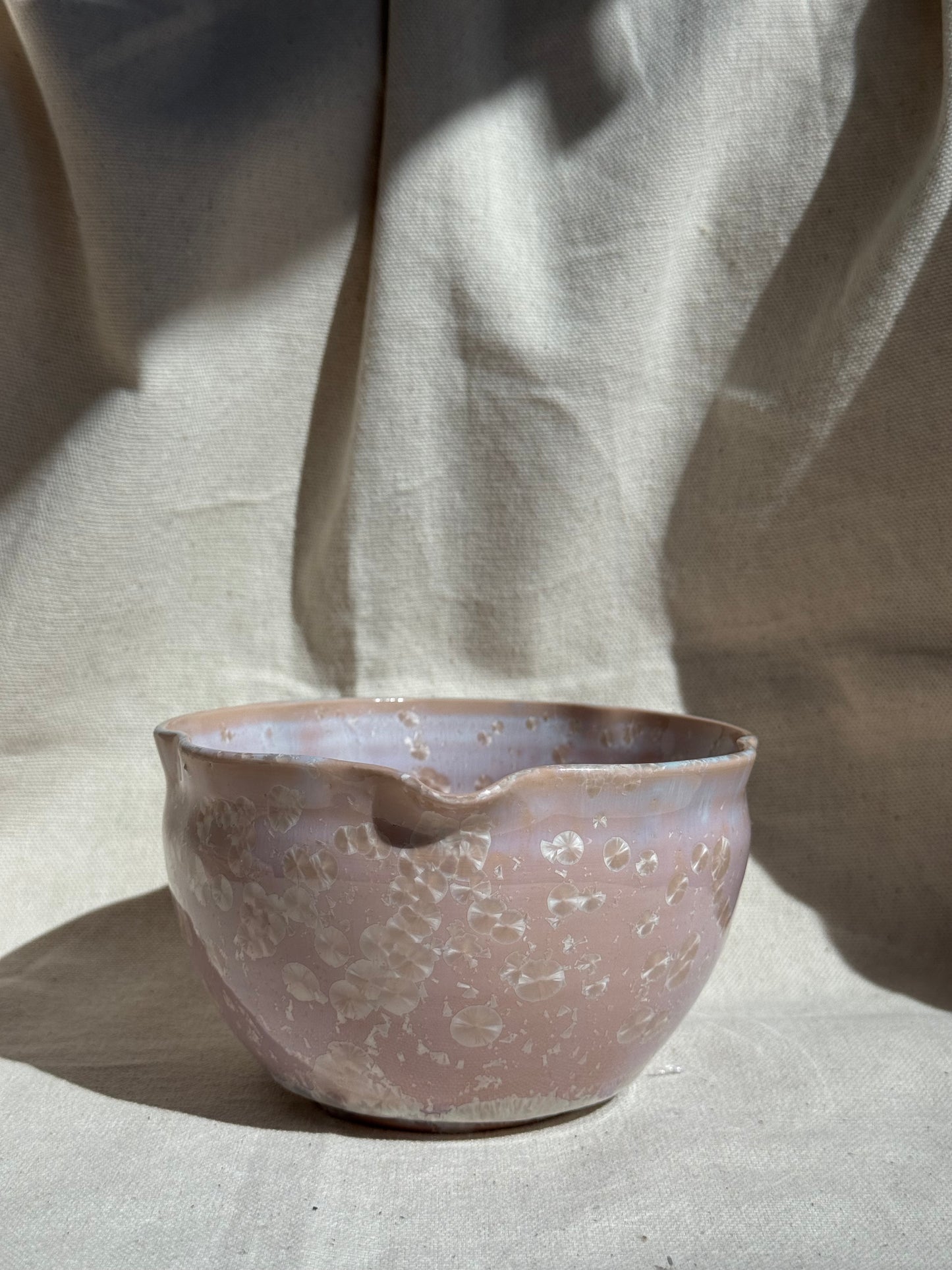 MATCHA BOWL BEIGE LILAC FLORAL KATAKUCHI 🌸