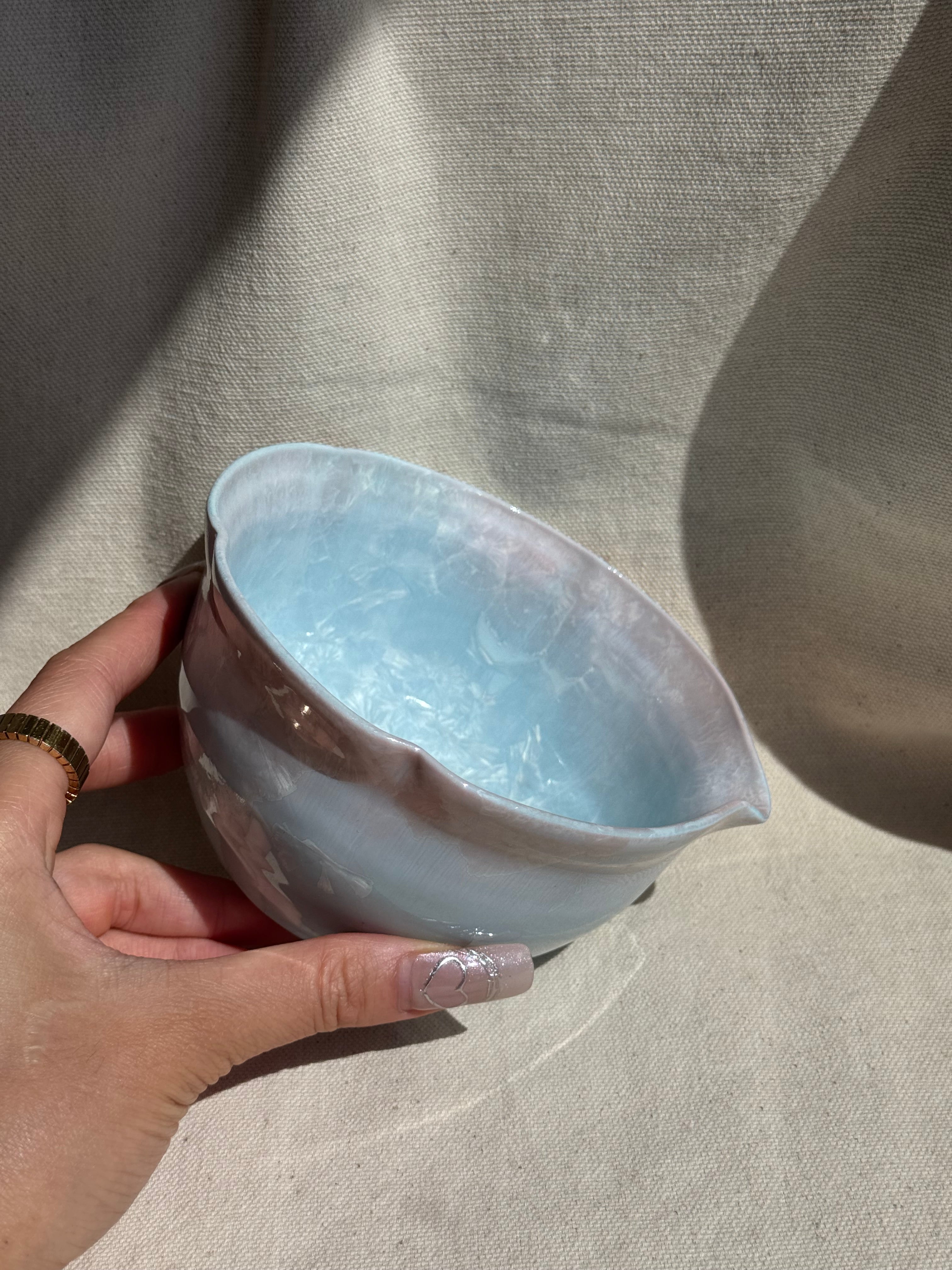Matcha Bowl Blue Pink Ombre Floral Katakuchi - Thumbnail 2