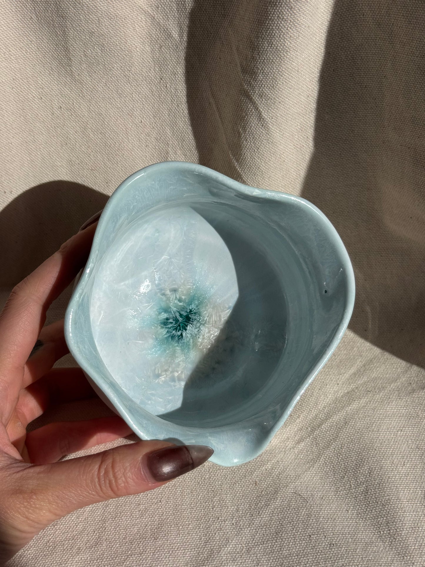 MATCHA BOWL MINTY GREEN IRREGULAR FLORAL KATAKUCHI 🌸