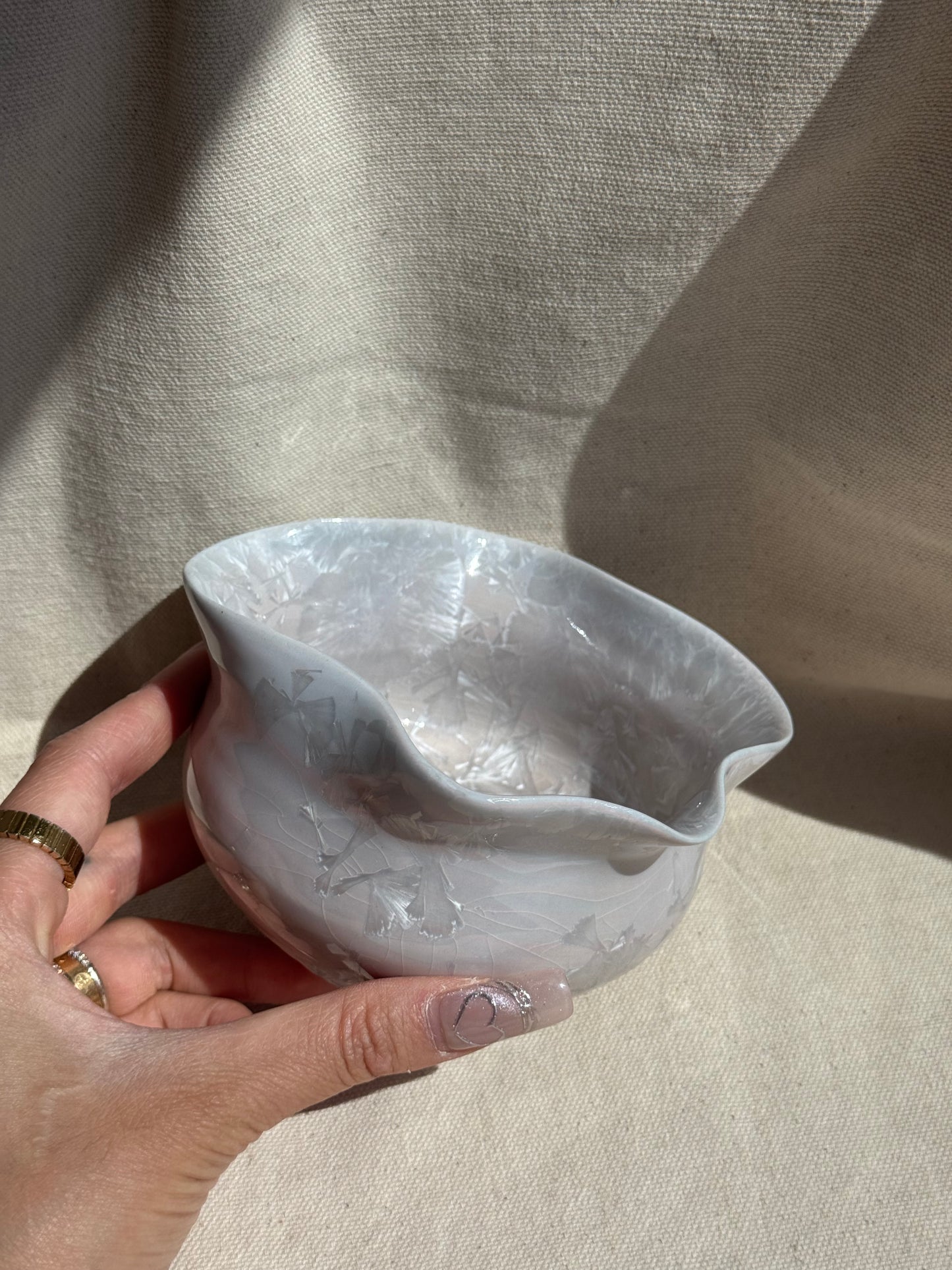 MATCHA BOWL GREY WAVY FLORAL KATAKUCHI 🌸