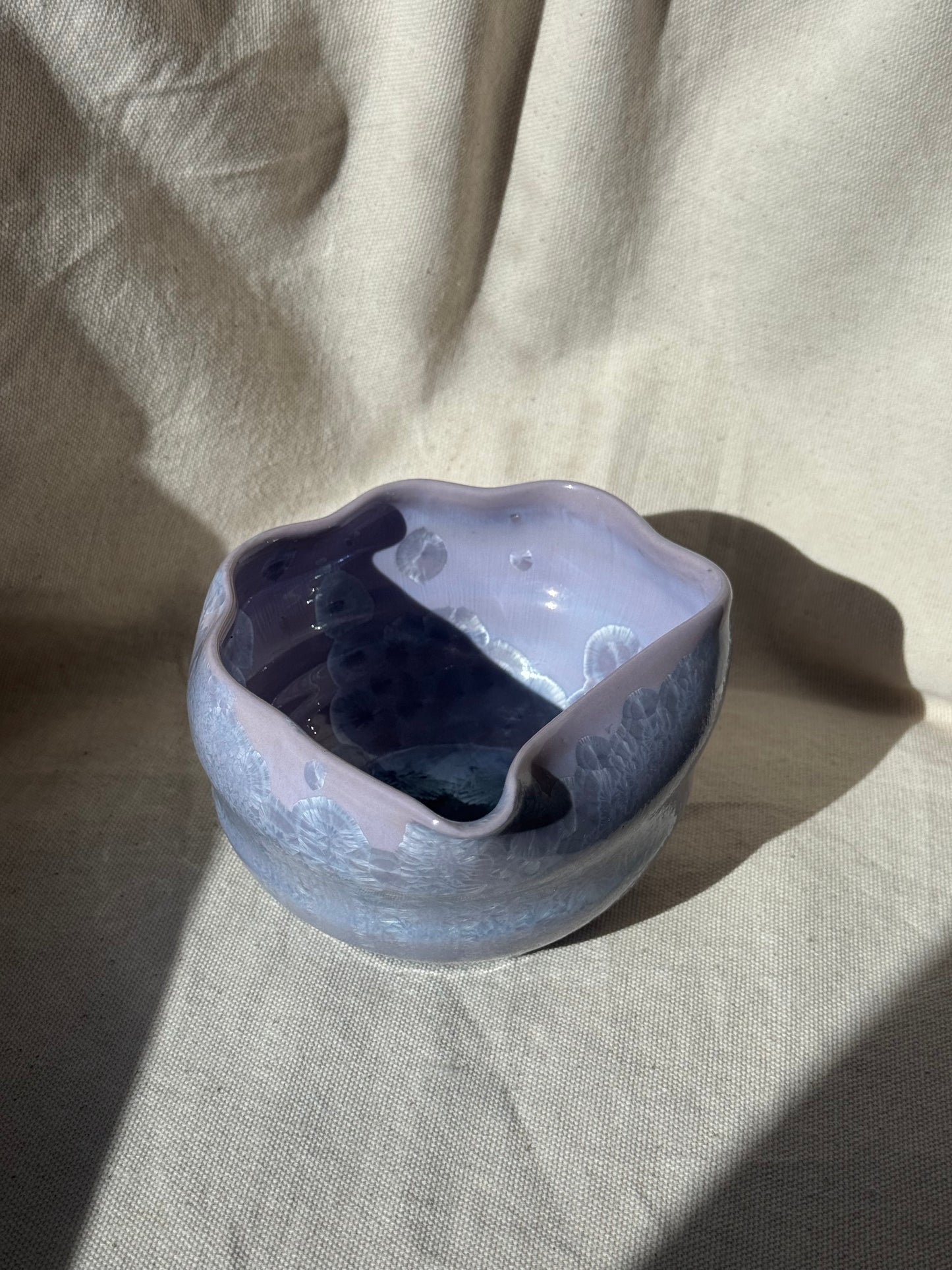 MATCHA BOWL PURPLE GLAZE IRREGULAR KATAKUCHI 🌸