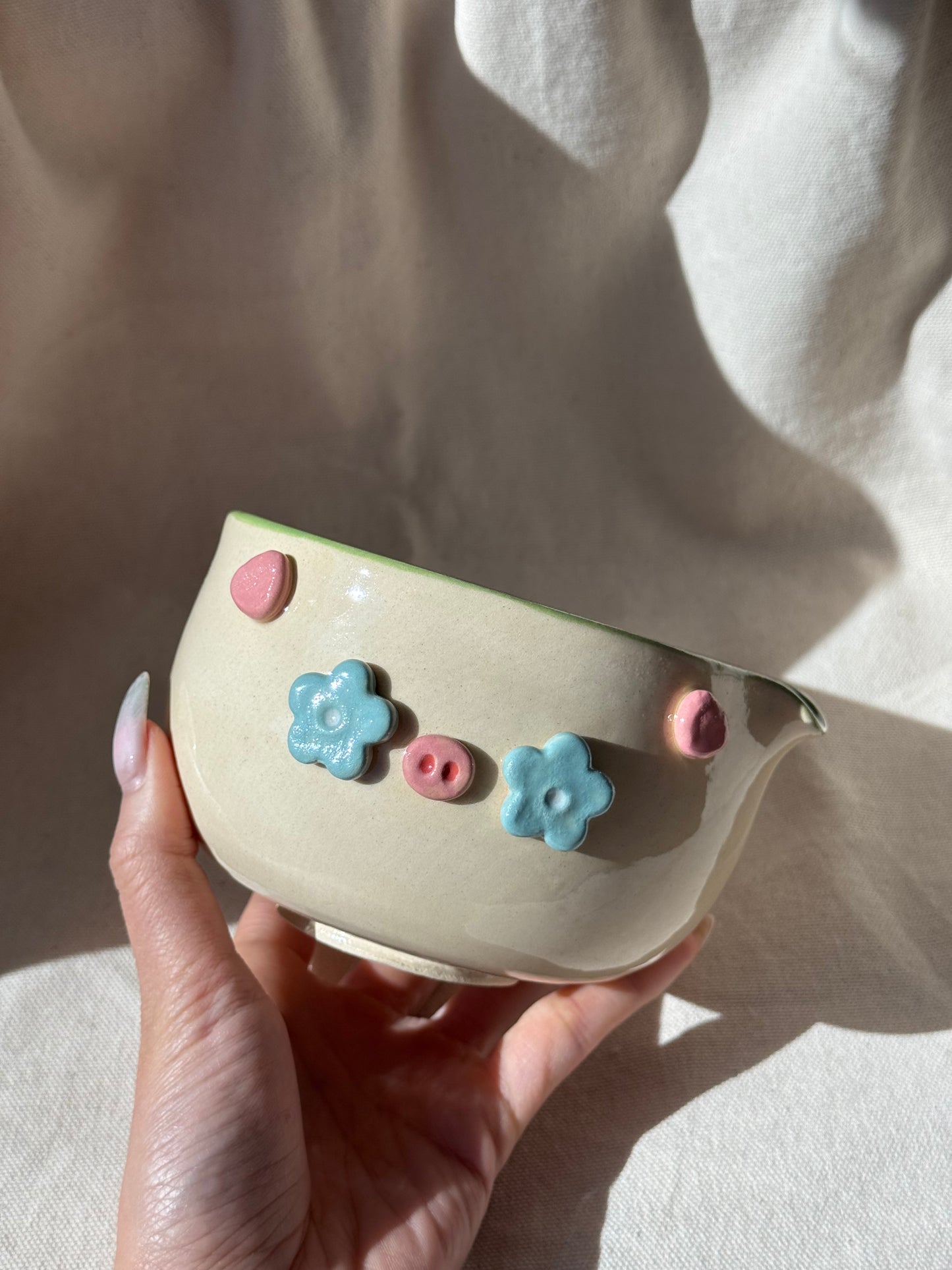 MATCHA BOWL 2 TONE GREEN PIGGY KATAKUCHI 🌸