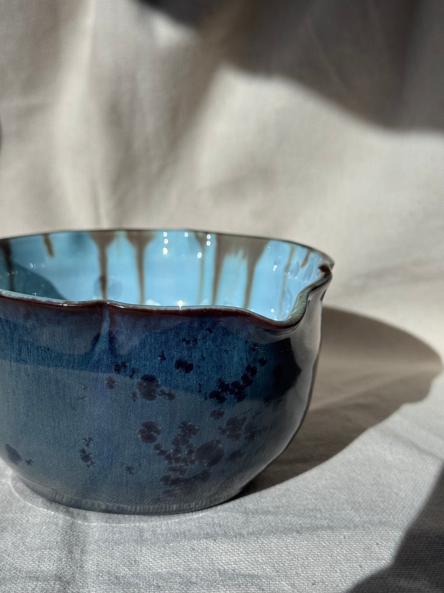 MATCHA BOWL 2 TONE BLUE DRIPPING FLORAL KATAKUCHI 🌸