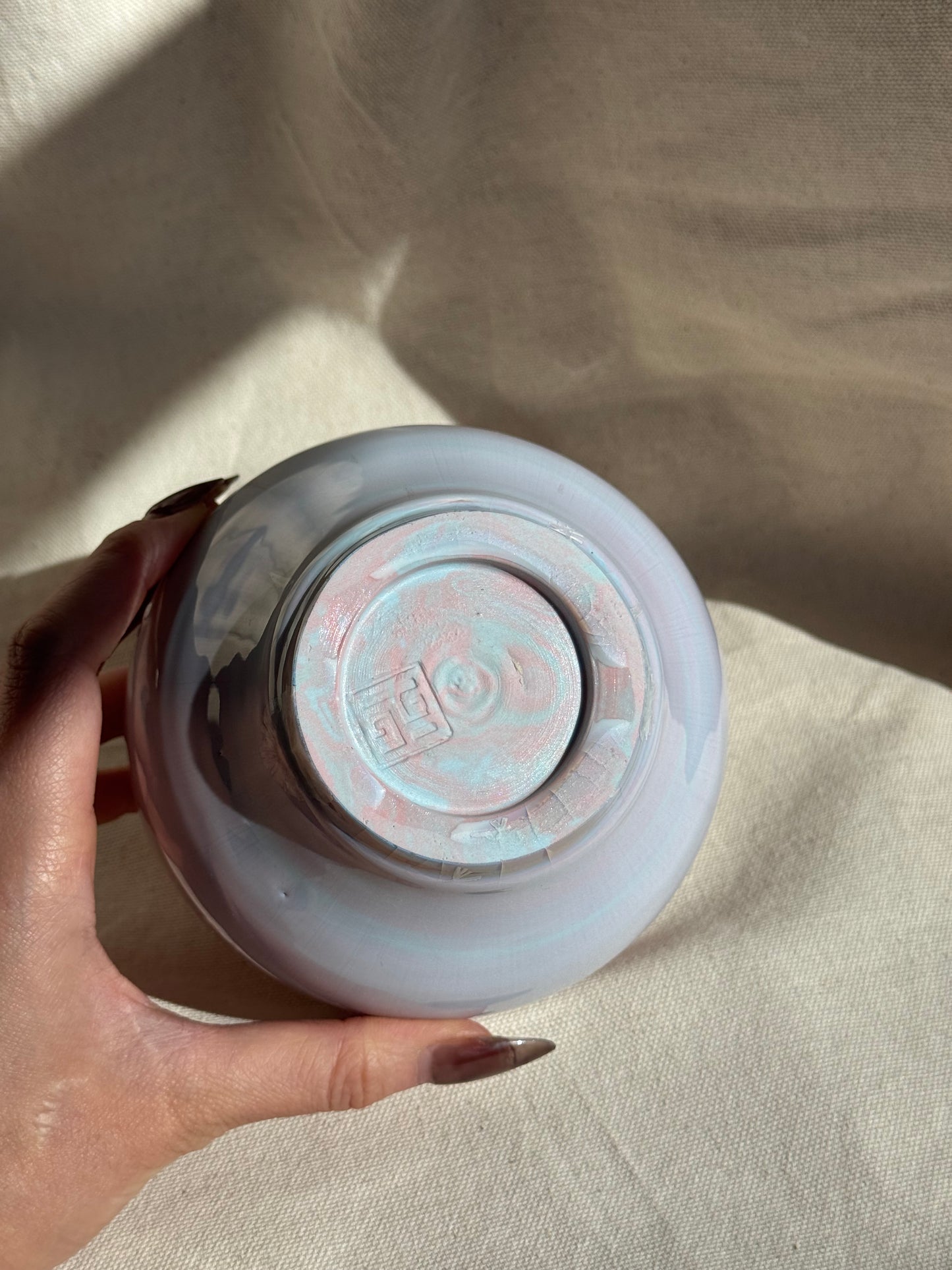 MATCHA BOWL BLUE PINK CLAY LILAC GLAZE KATAKUCHI 🌸