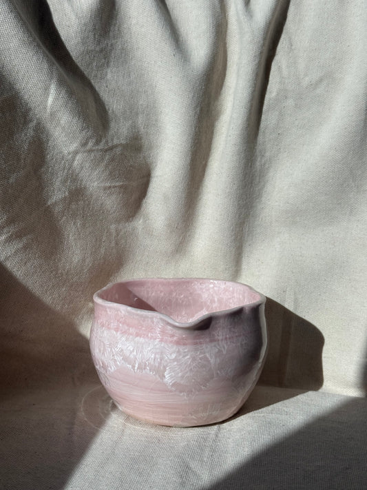 MATCHA BOWL CANDY PINK WHITE DRIP FLORAL KATAKUCHI 🌸