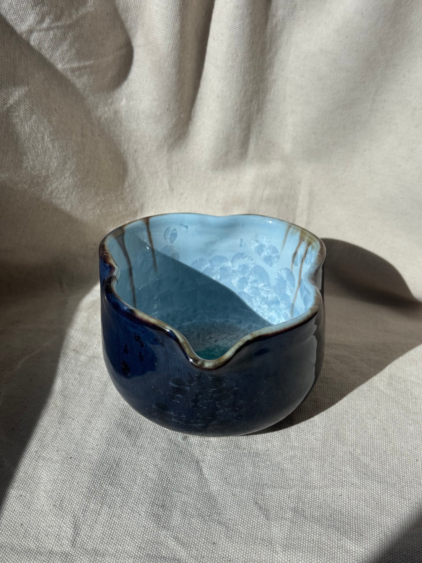 MATCHA BOWL 2 TONE BLUE IRREGULAR KATAKUCHI 🌸