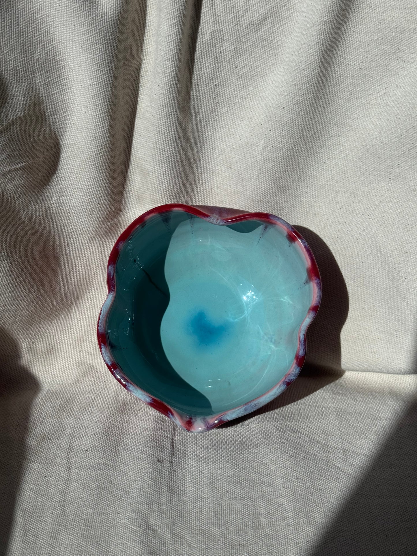 MATCHA BOWL 2 TONE RED DRIP IRREGULAR KATAKUCHI 🌸