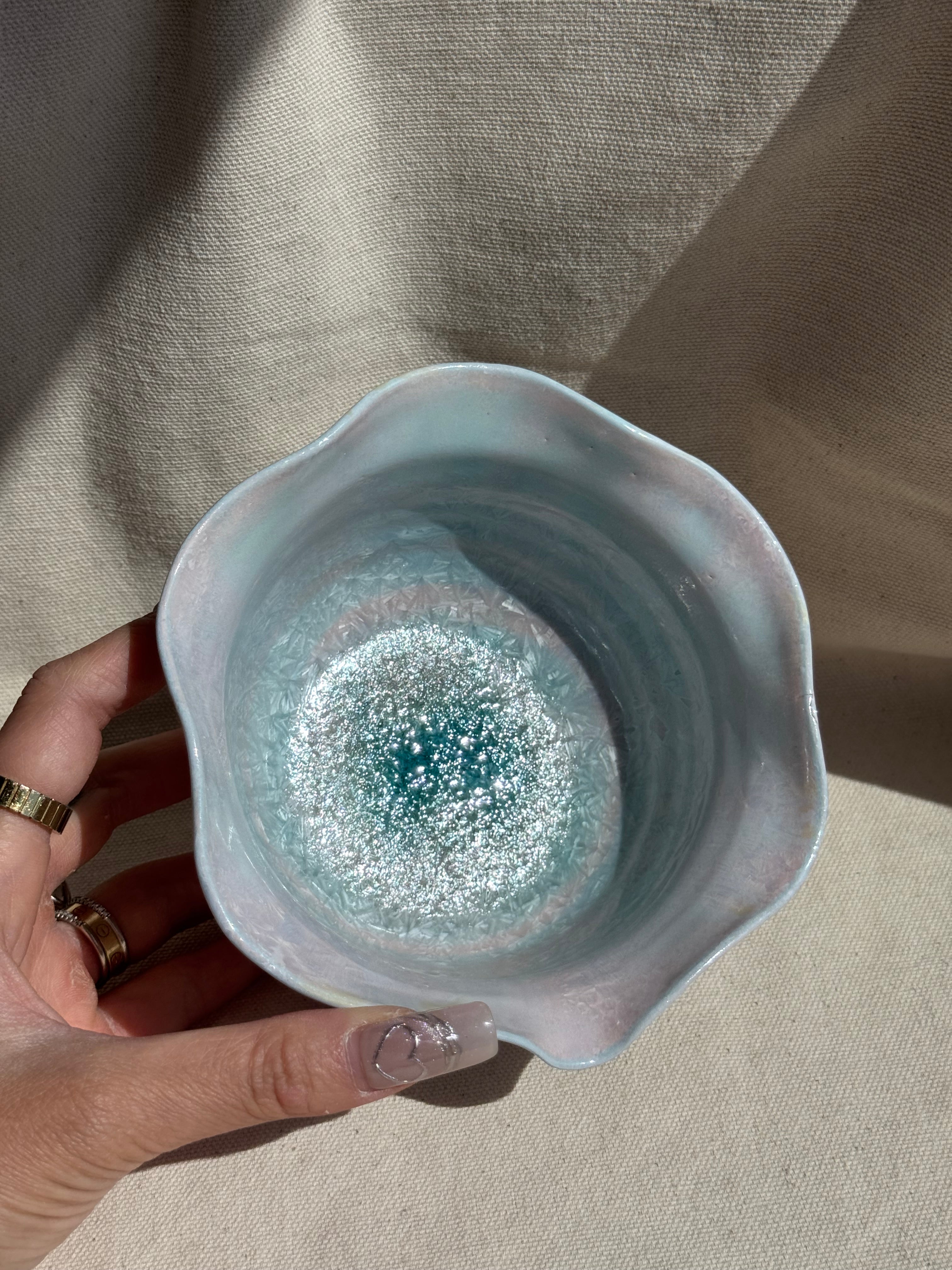 Matcha Bowl Rainbow Wavy Floral Katakuchi - Thumbnail 3