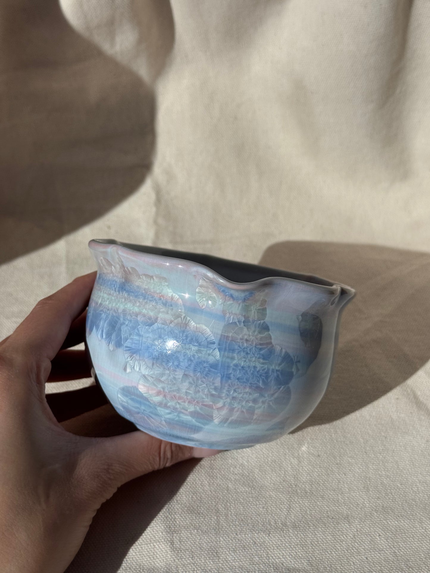 MATCHA BOWL BLUE MARBLE FLORAL KATAKUCHI 🌸