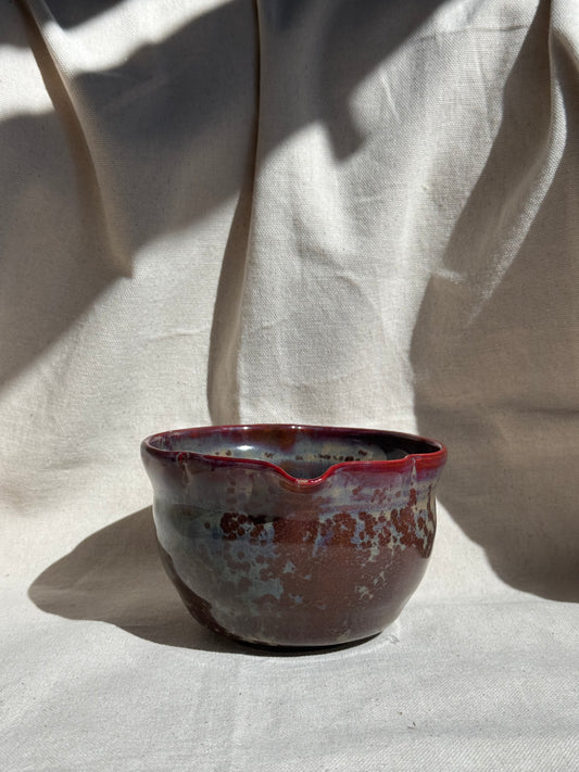 MATCHA BOWL MIXED CLAY BROWN GLAZE FLORAL KATAKUCHI 🌸