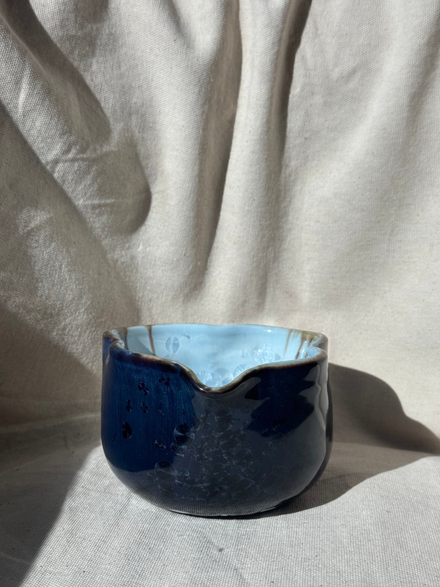 MATCHA BOWL 2 TONE BLUE IRREGULAR KATAKUCHI 🌸