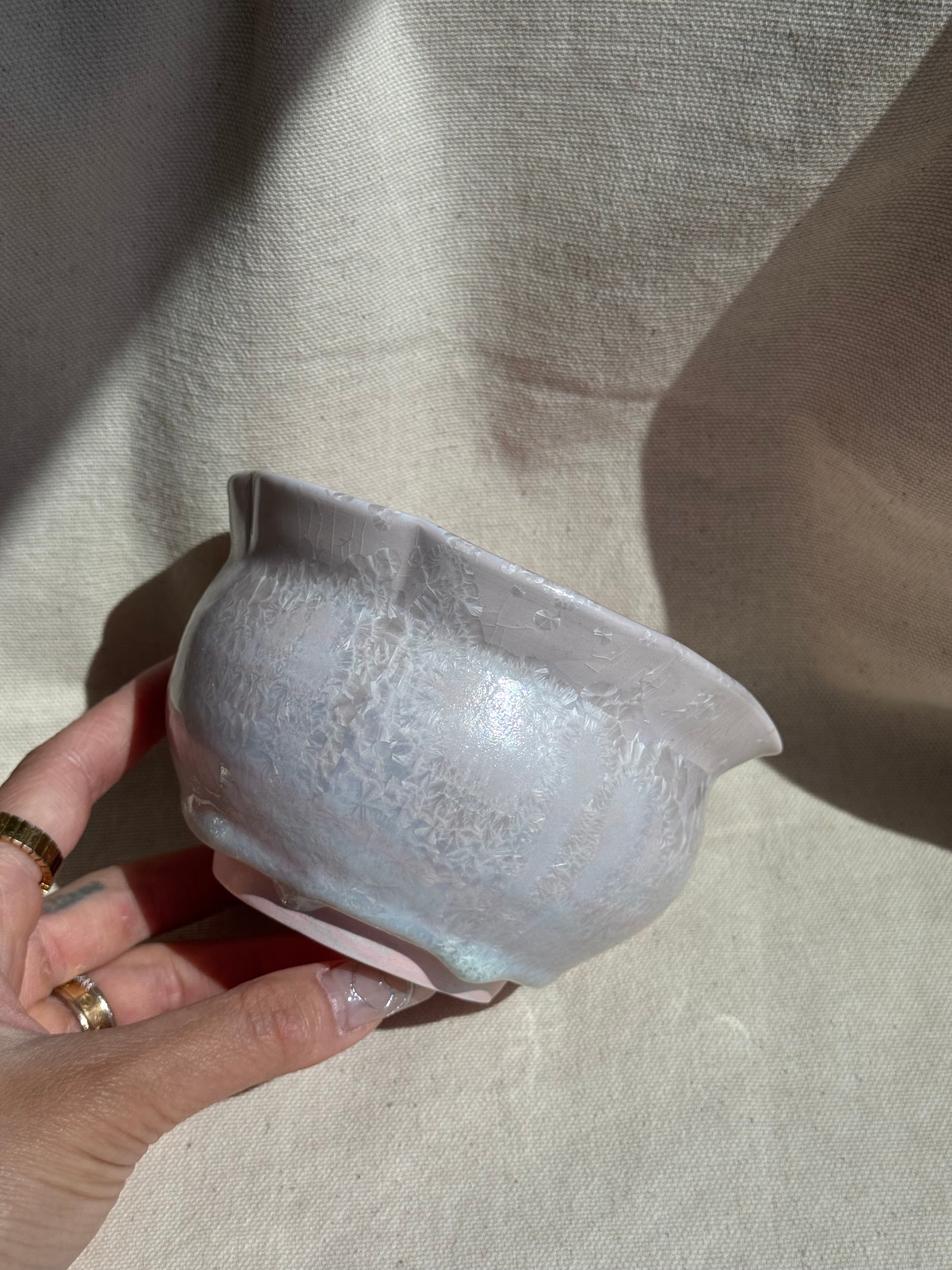 Matcha Bowl Powder Pink Floral Katakuchi - Thumbnail 2