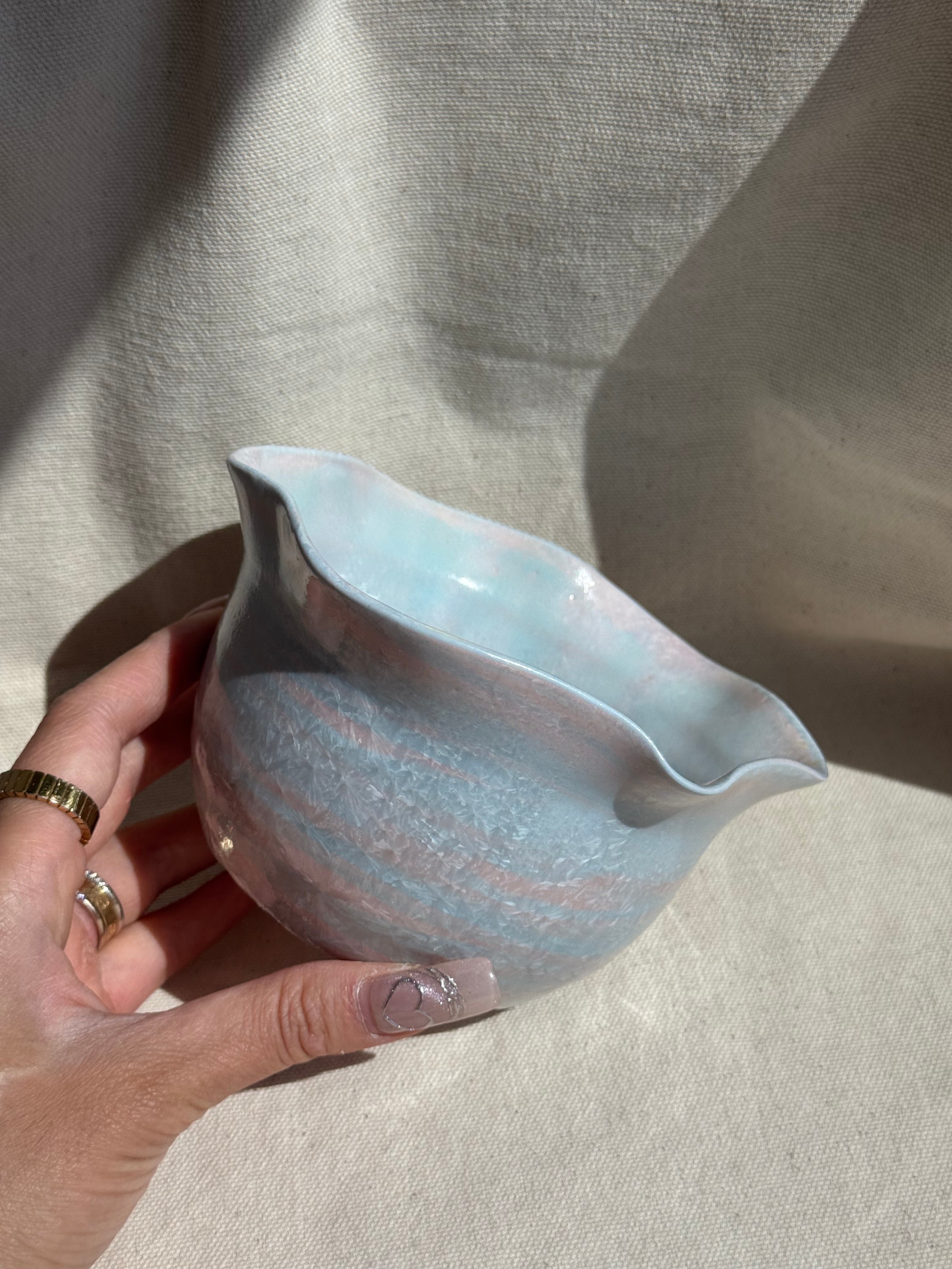 Matcha Bowl Rainbow Wavy Floral Katakuchi - Thumbnail 2