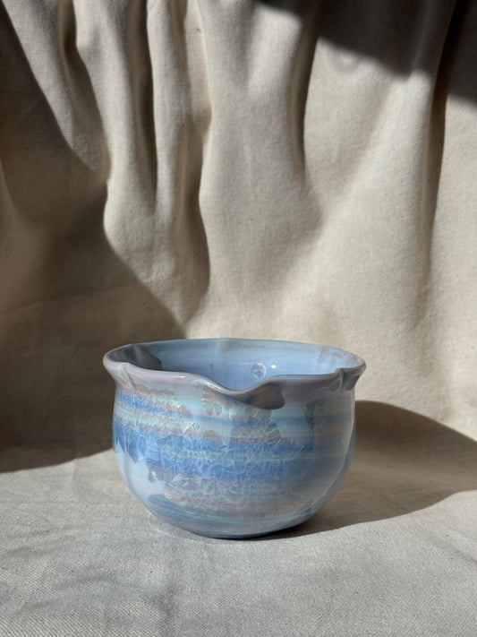 MATCHA BOWL BLUE MARBLE FLORAL KATAKUCHI 🌸