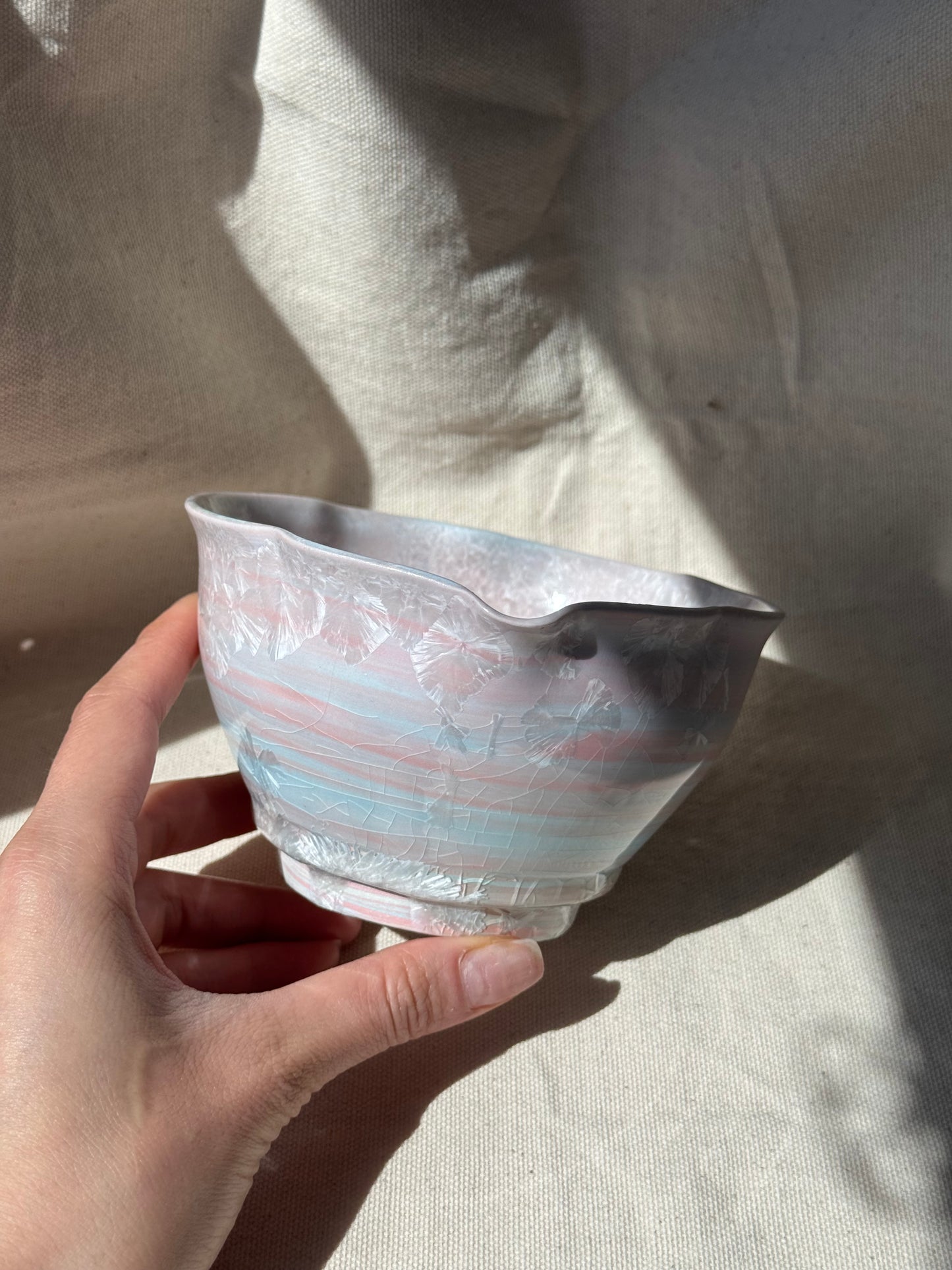 MATCHA BOWL RAINBOW GLAZE FLORAL KATAKUCHI 🌸
