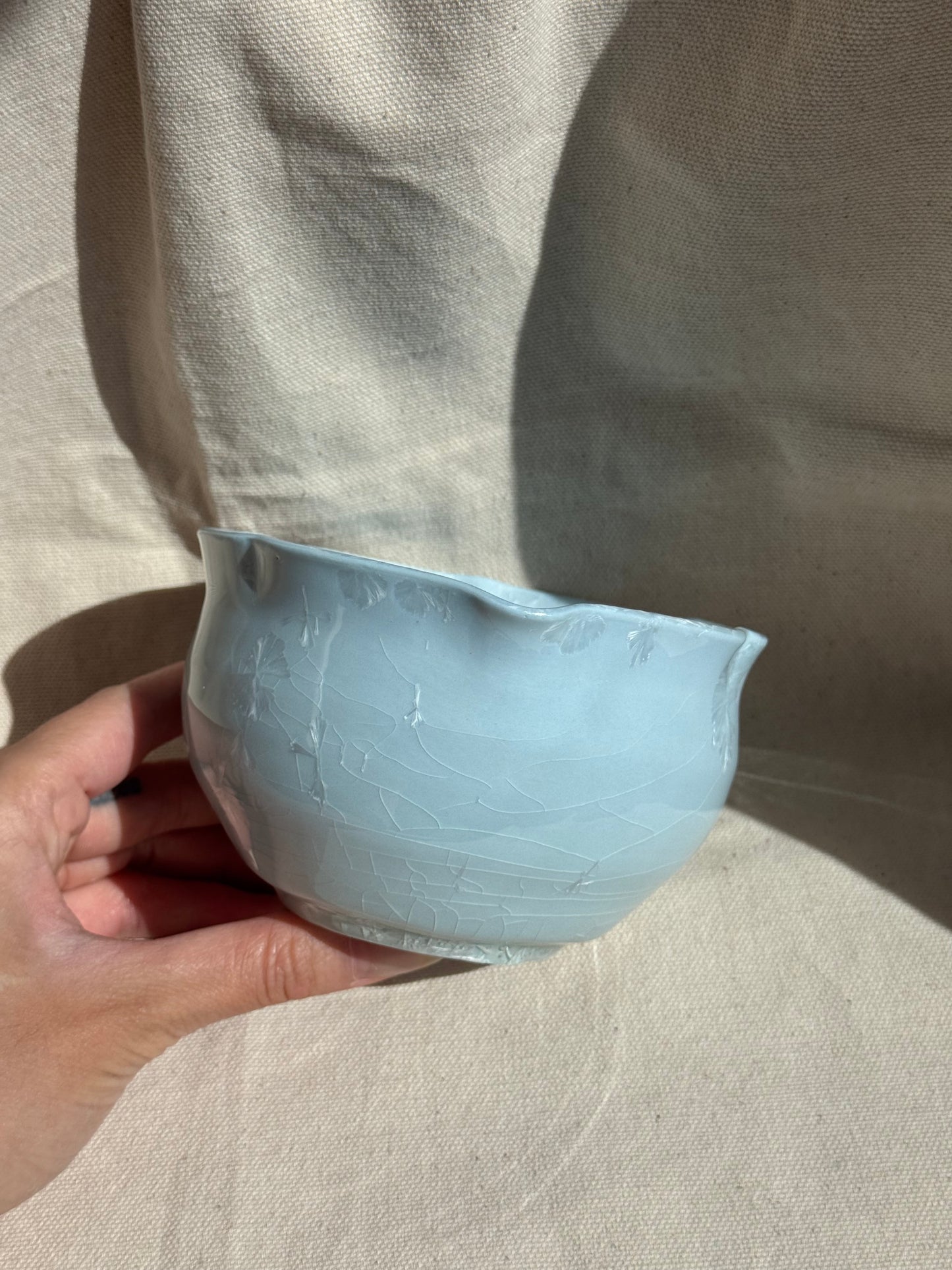 MATCHA BOWL BABY BLUE GLAZE FLORAL KATAKUCHI 🌸