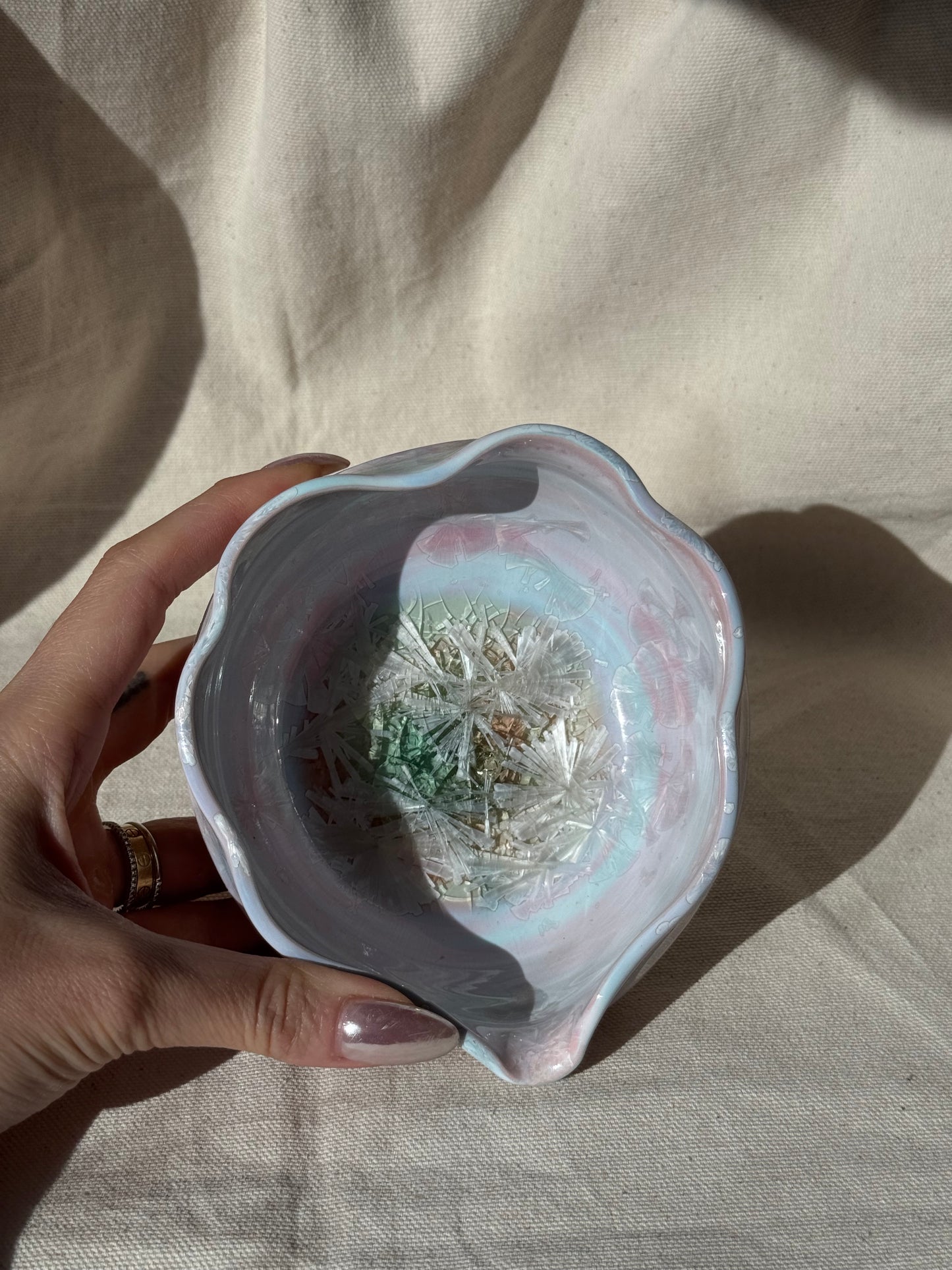 MATCHA BOWL LILAC MARBLE RUFFLE FLORAL KATAKUCHI 🌸