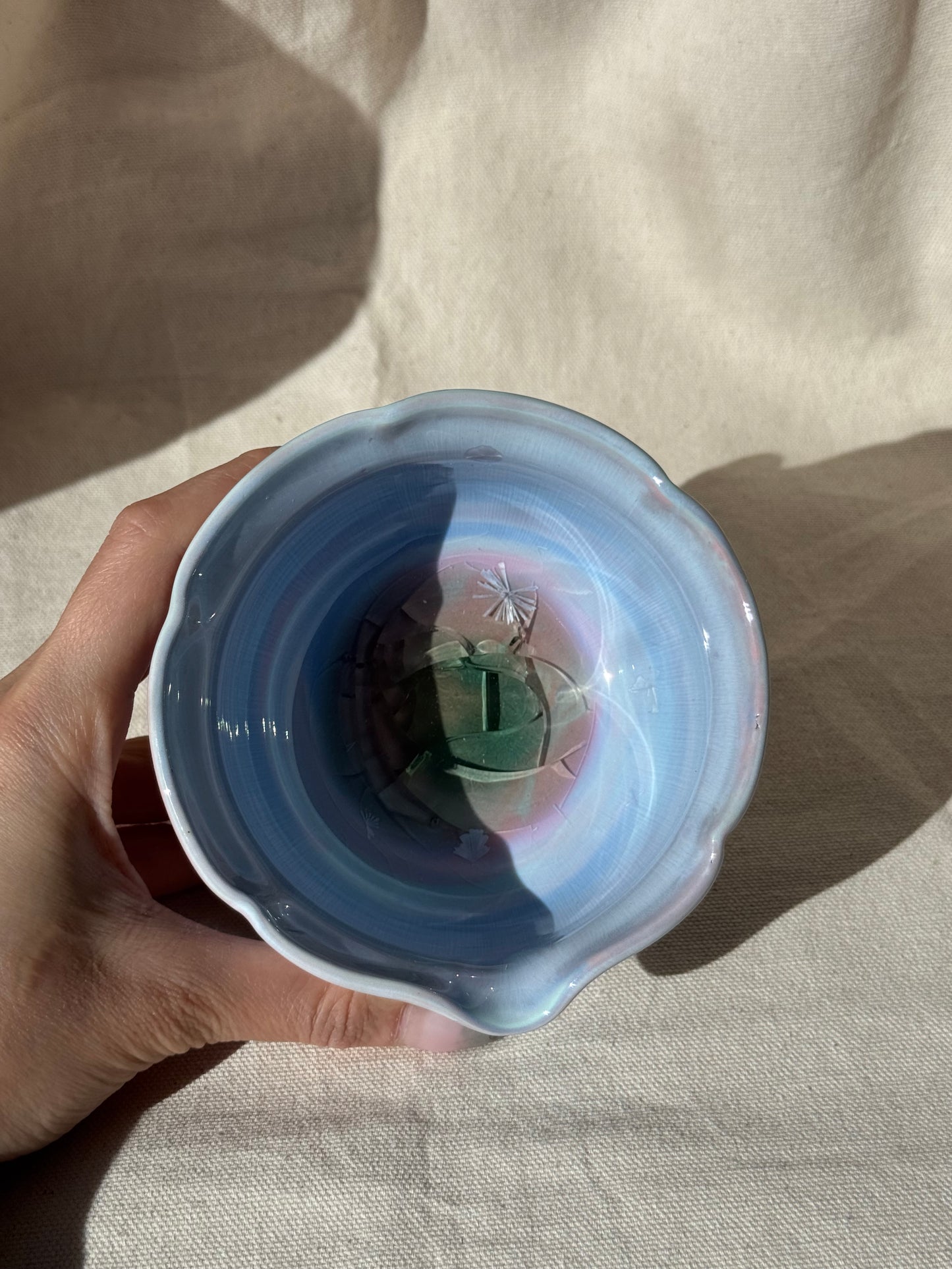 MATCHA BOWL BLUE MARBLE FLORAL KATAKUCHI 🌸