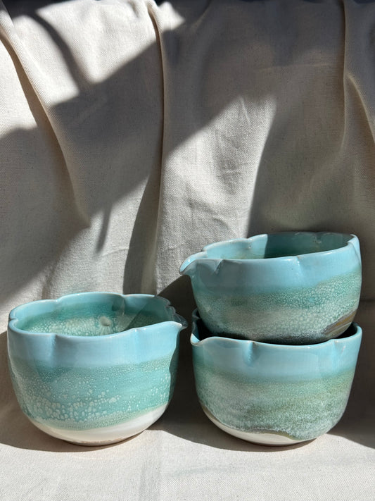 MATCHA BOWL GREEN OMBRE FLORAL KATAKUCHI 🌸