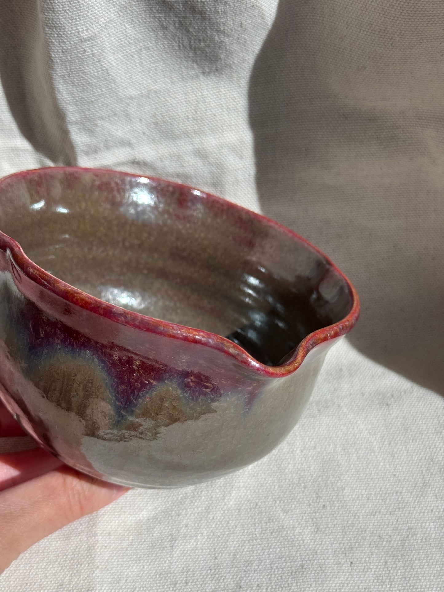 MATCHA BOWL BROWN RED FLORAL KATAKUCHI 🌸