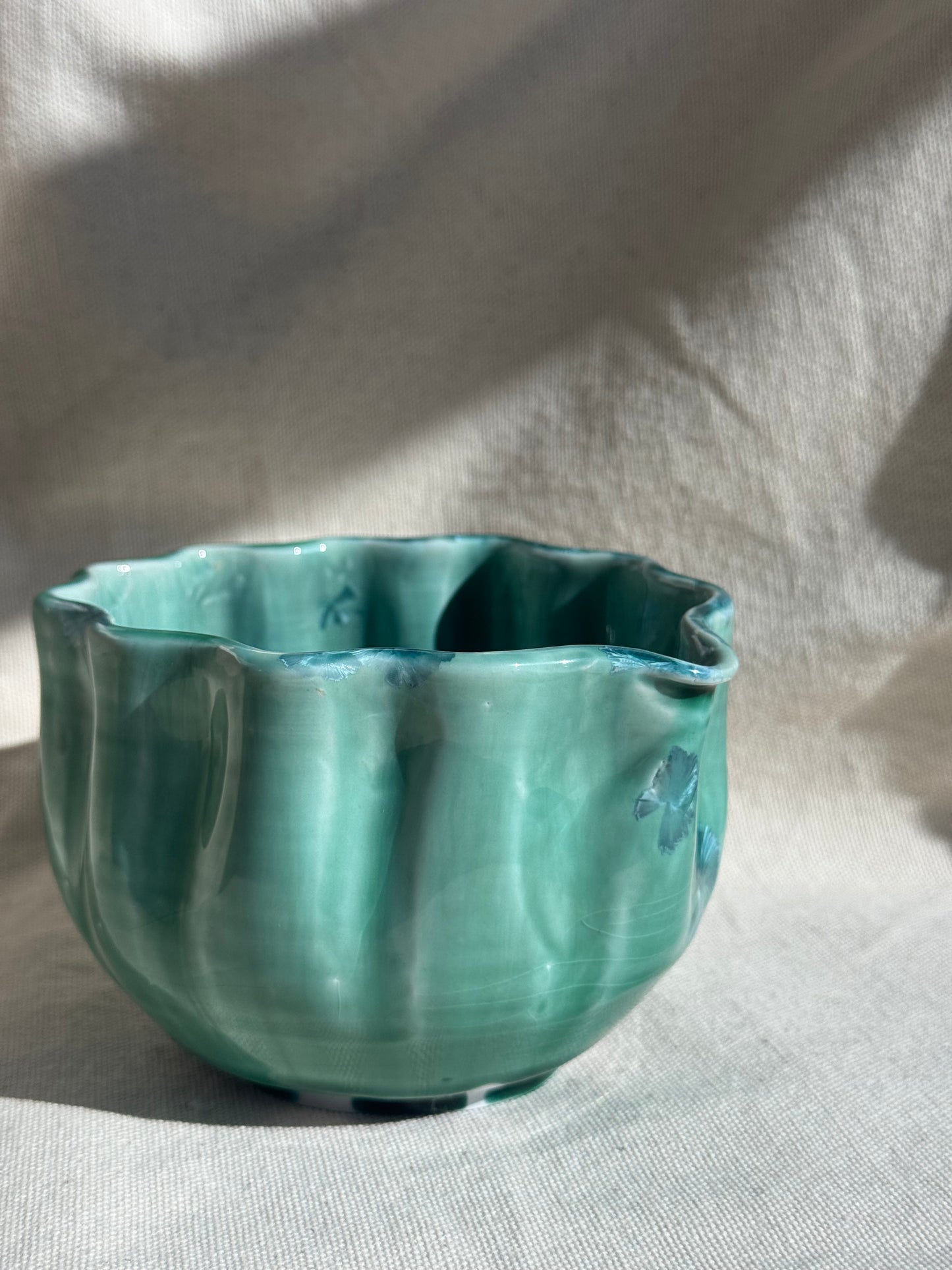 MATCHA BOWL GREEN GLAZE SEASHELL KATAKUCHI 🌸