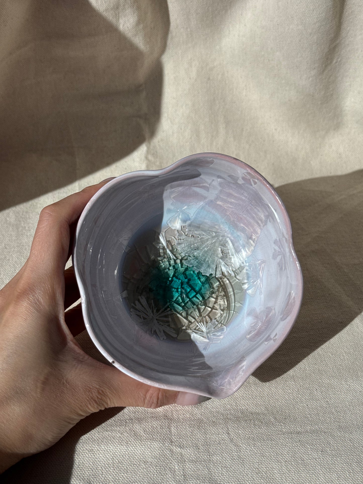 MATCHA BOWL BLUE PINK LILAC IRREGULAR KATAKUCHI 🌸