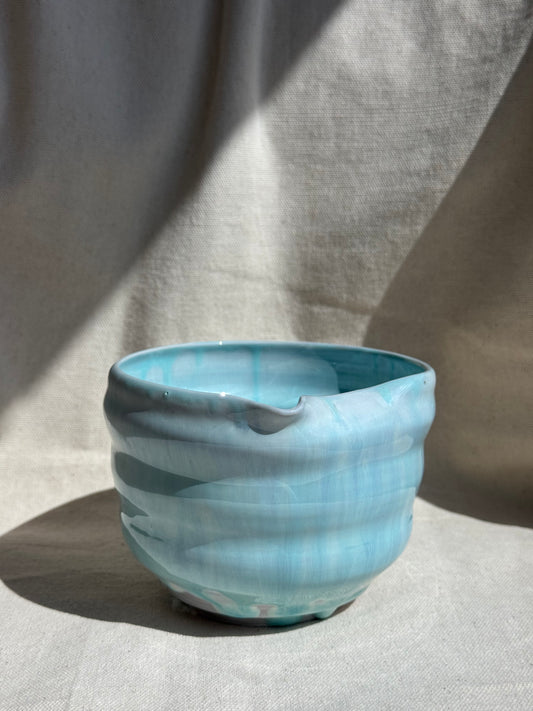MATCHA BOWL CELADON DRIPPING GLAZE KATAKUCHI 🌸
