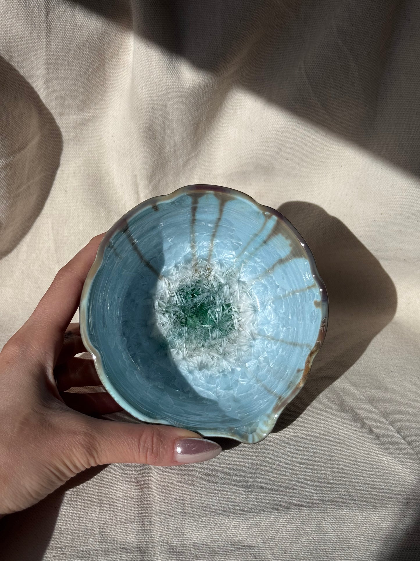 MATCHA BOWL 2 TONE BLUE DRIPPING FLORAL KATAKUCHI 🌸