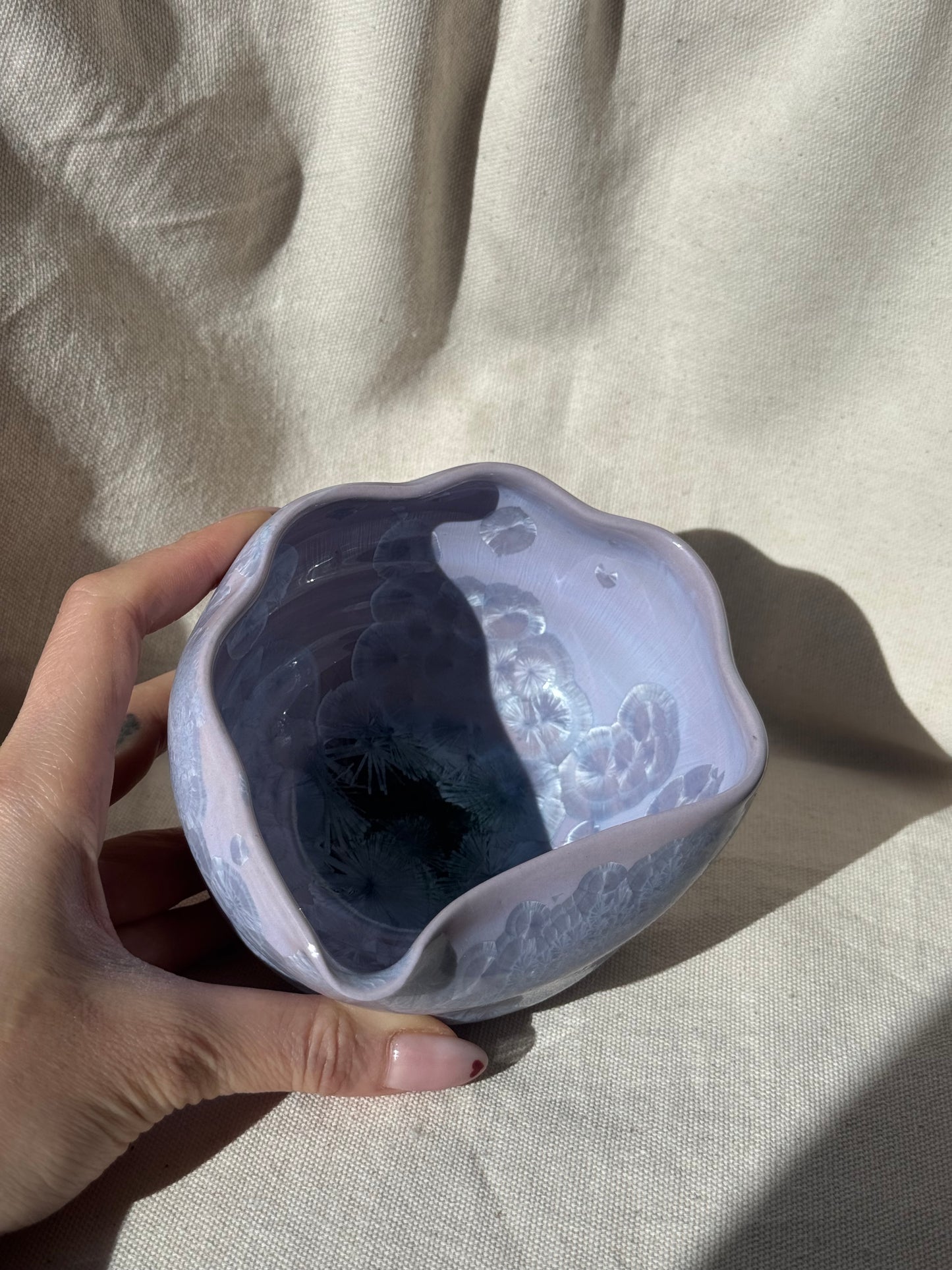 MATCHA BOWL PURPLE GLAZE IRREGULAR KATAKUCHI 🌸