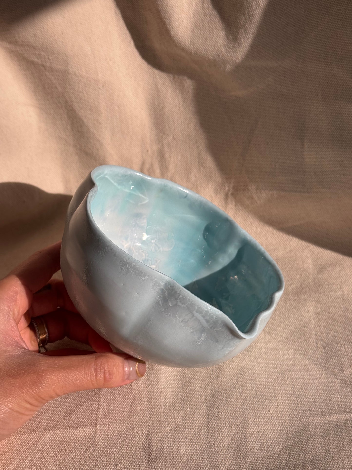 MATCHA BOWL BABY BLUE MATTE 5 CLOVES FLORAL KATAKUCHI 🌸