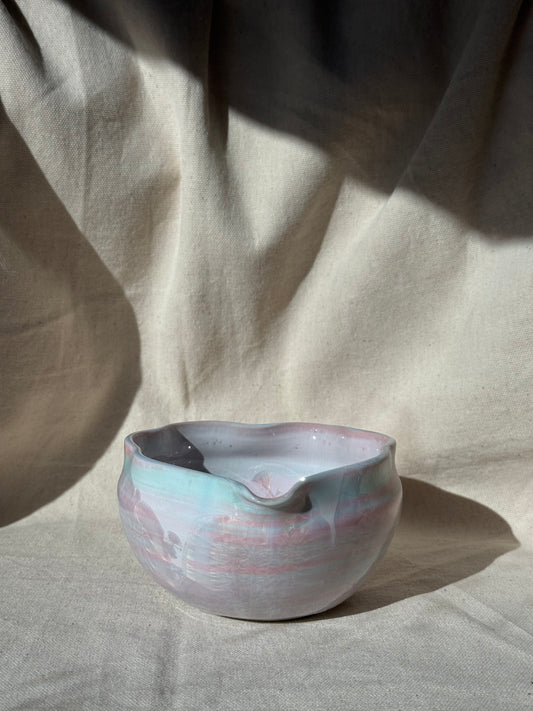 MATCHA BOWL LILAC MARBLE RUFFLE FLORAL KATAKUCHI 🌸