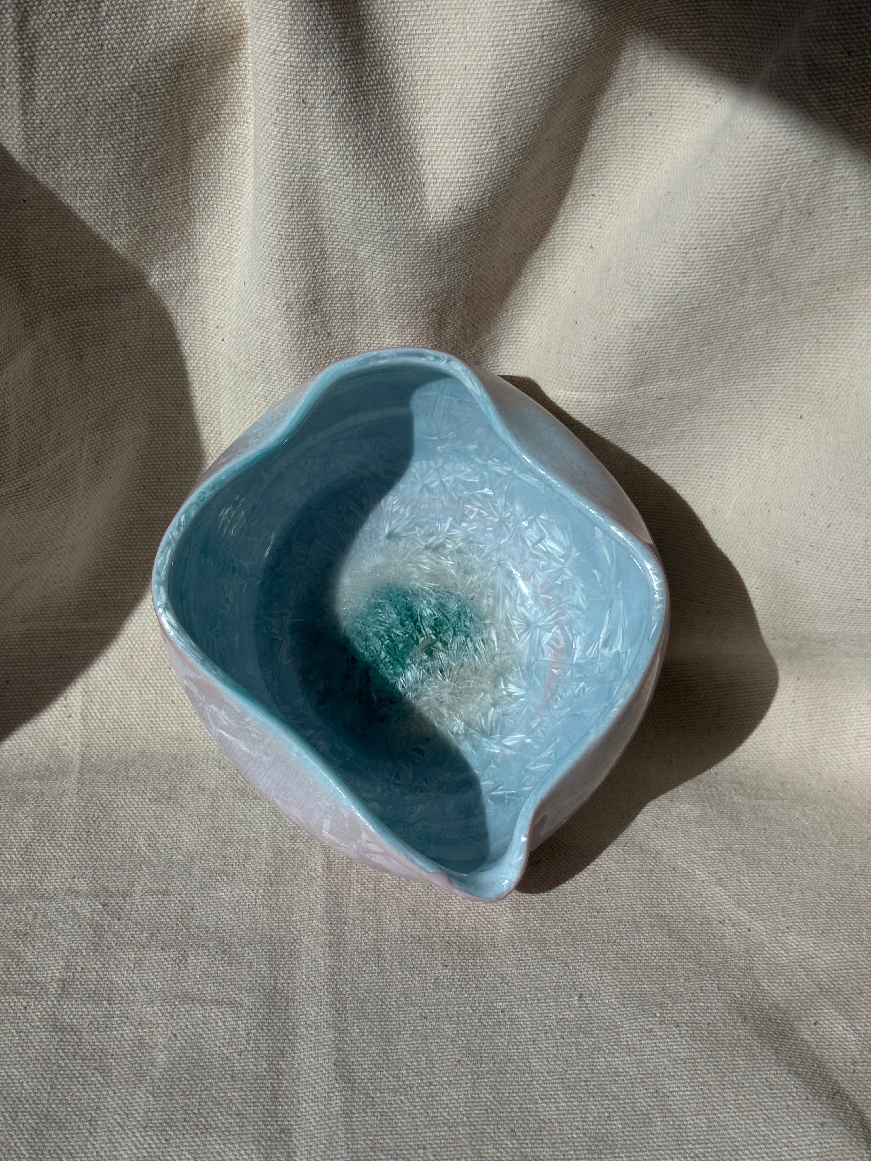 Matcha Bowl Teal Blue Ombre Irregular Katakuchi