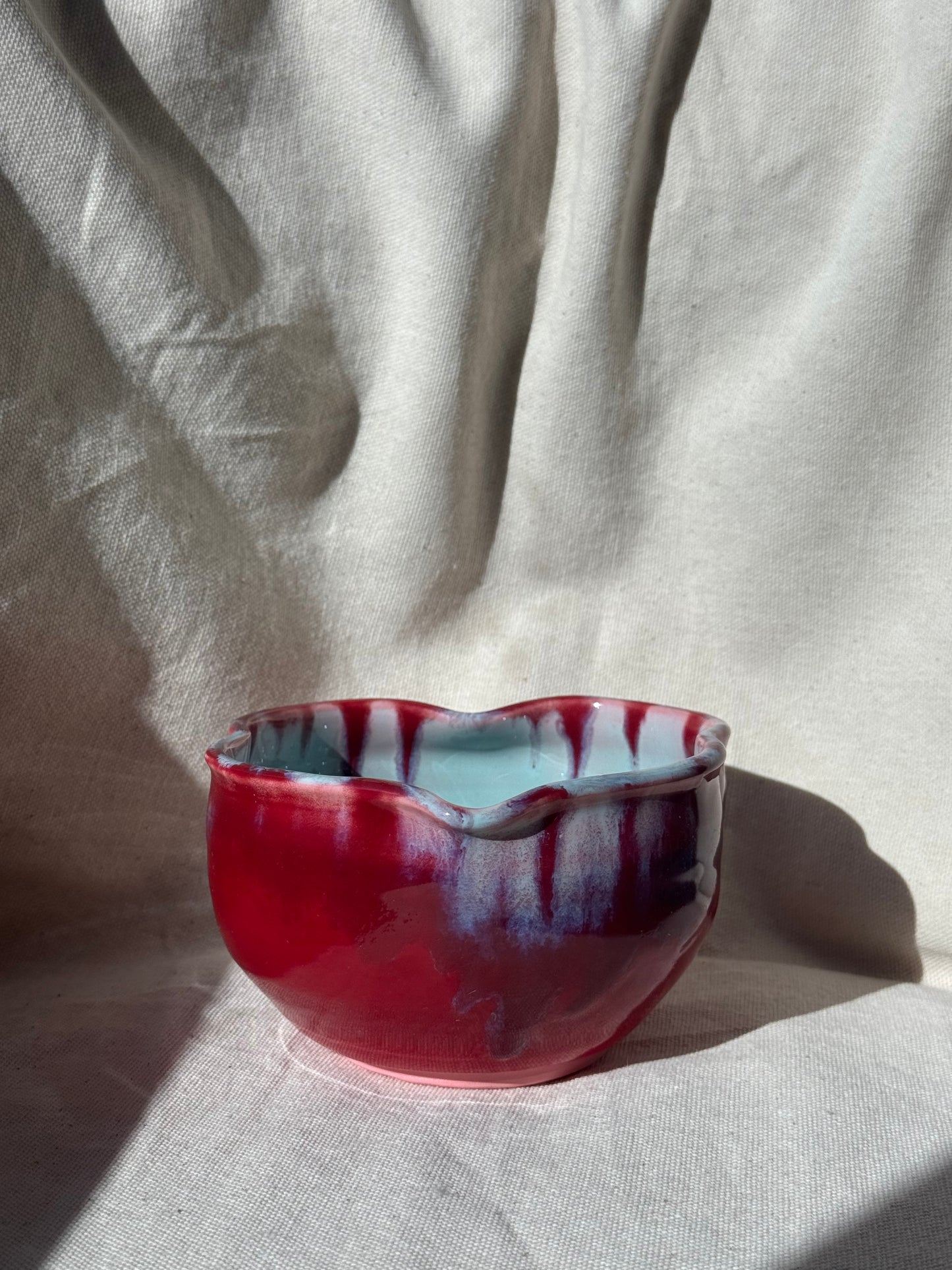 MATCHA BOWL 2 TONE RED DRIP IRREGULAR KATAKUCHI 🌸