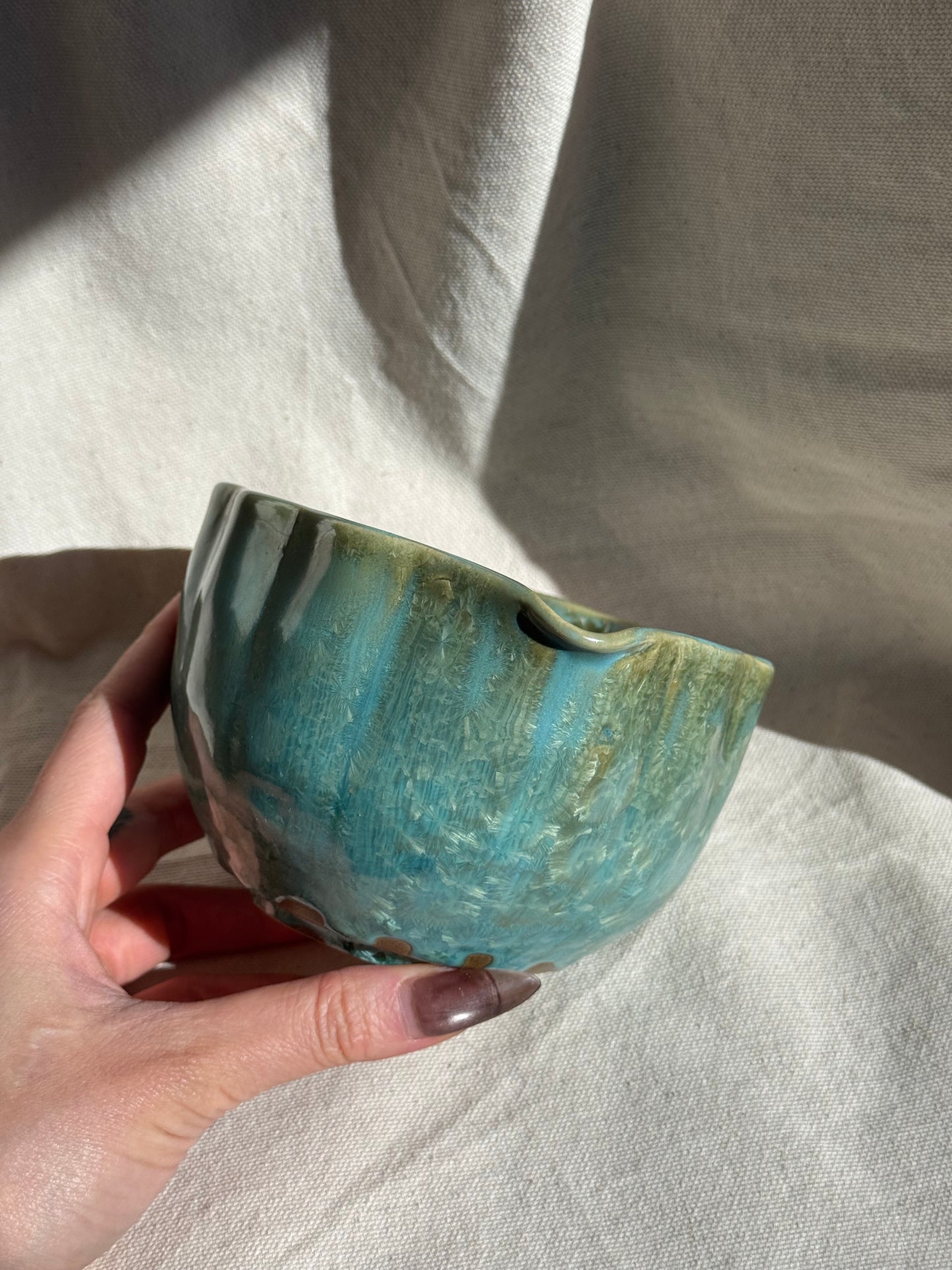 MATCHA BOWL FOREST GREEN GOLDEN GLAZE KATAKUCHI 🌸