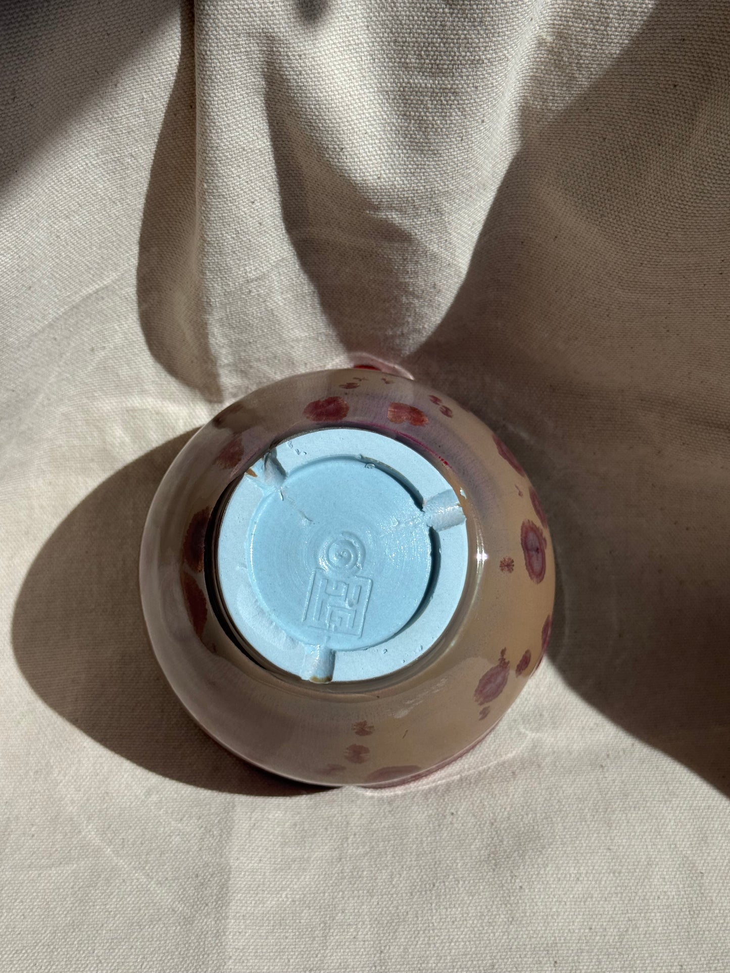 MATCHA BOWL 2 TONE BLUE BROWN DRIP FLORAL KATAKUCHI 🌸