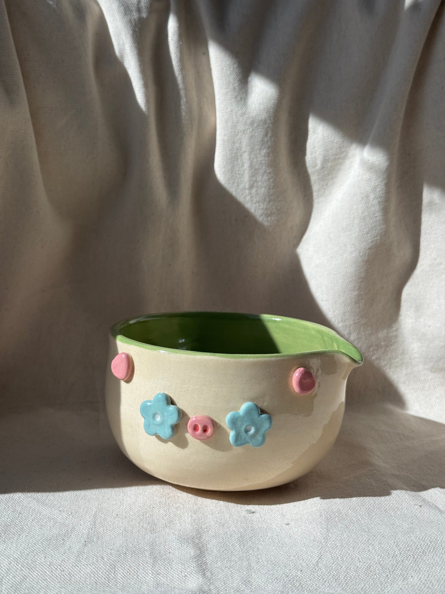 MATCHA BOWL 2 TONE GREEN PIGGY KATAKUCHI 🌸