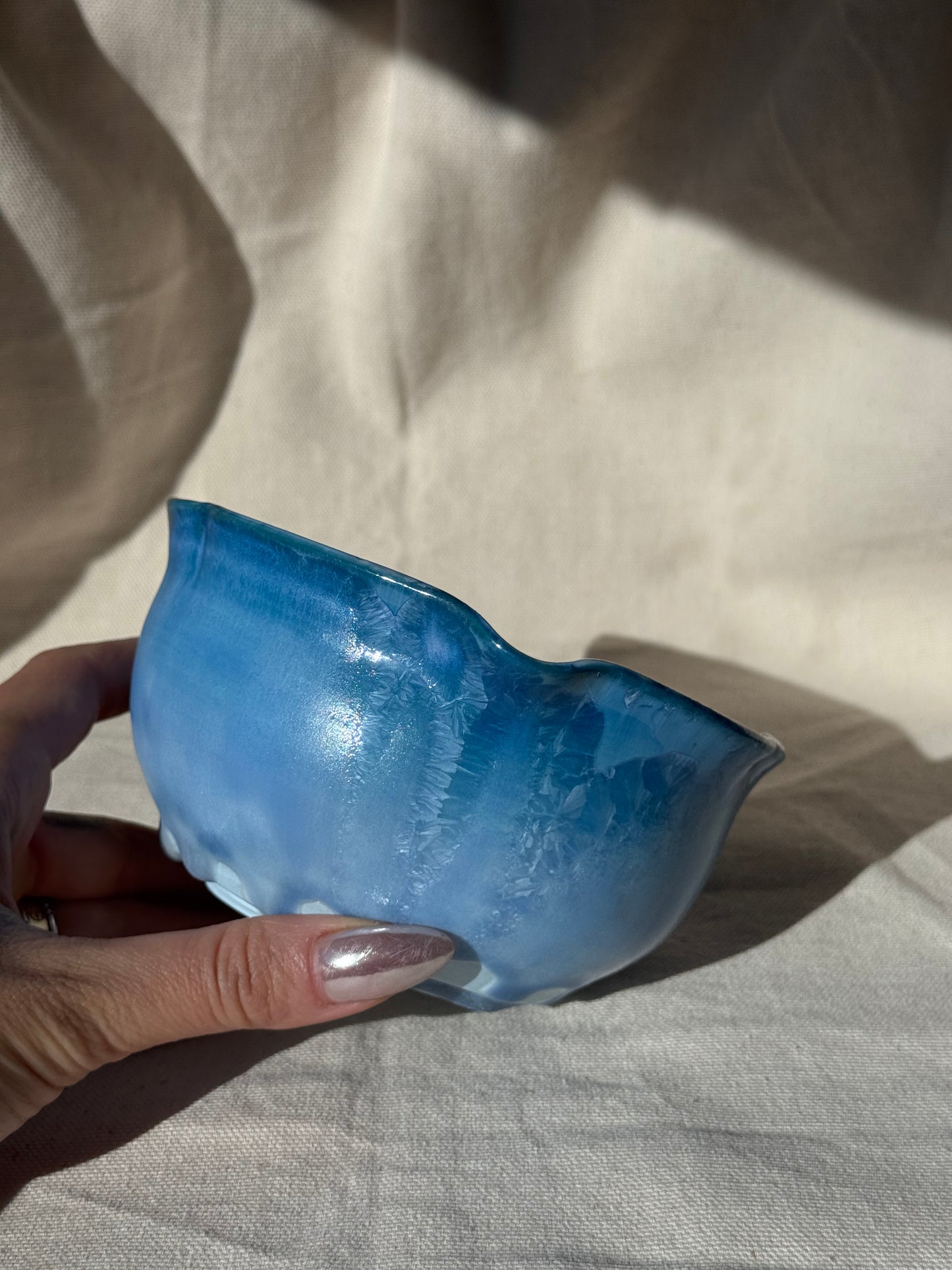 MATCHA BOWL 2 TONE BLUE FLORAL KATAKUCHI 🌸