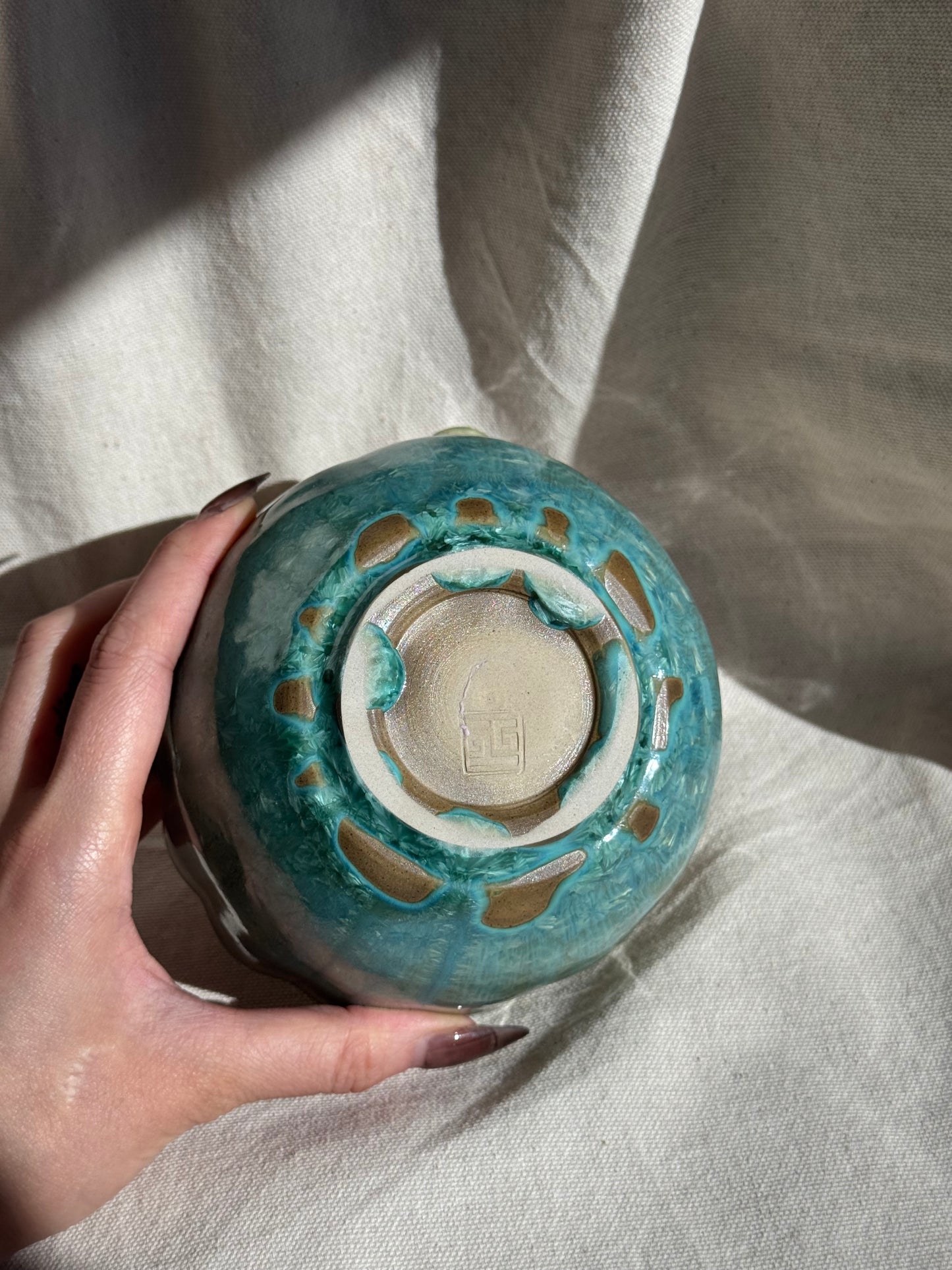 MATCHA BOWL FOREST GREEN GOLDEN GLAZE KATAKUCHI 🌸