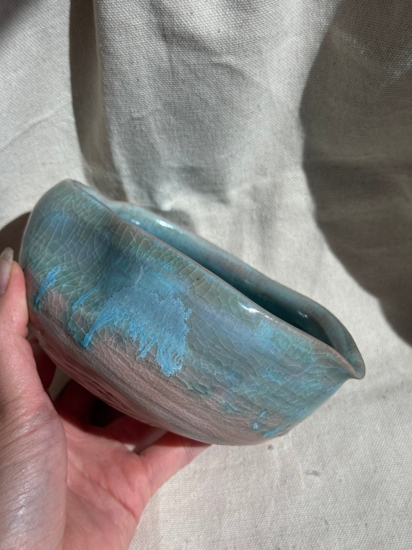 MATCHA BOWL TEAL BLUE OMBRE IRREGULAR KATAKUCHI 🌸