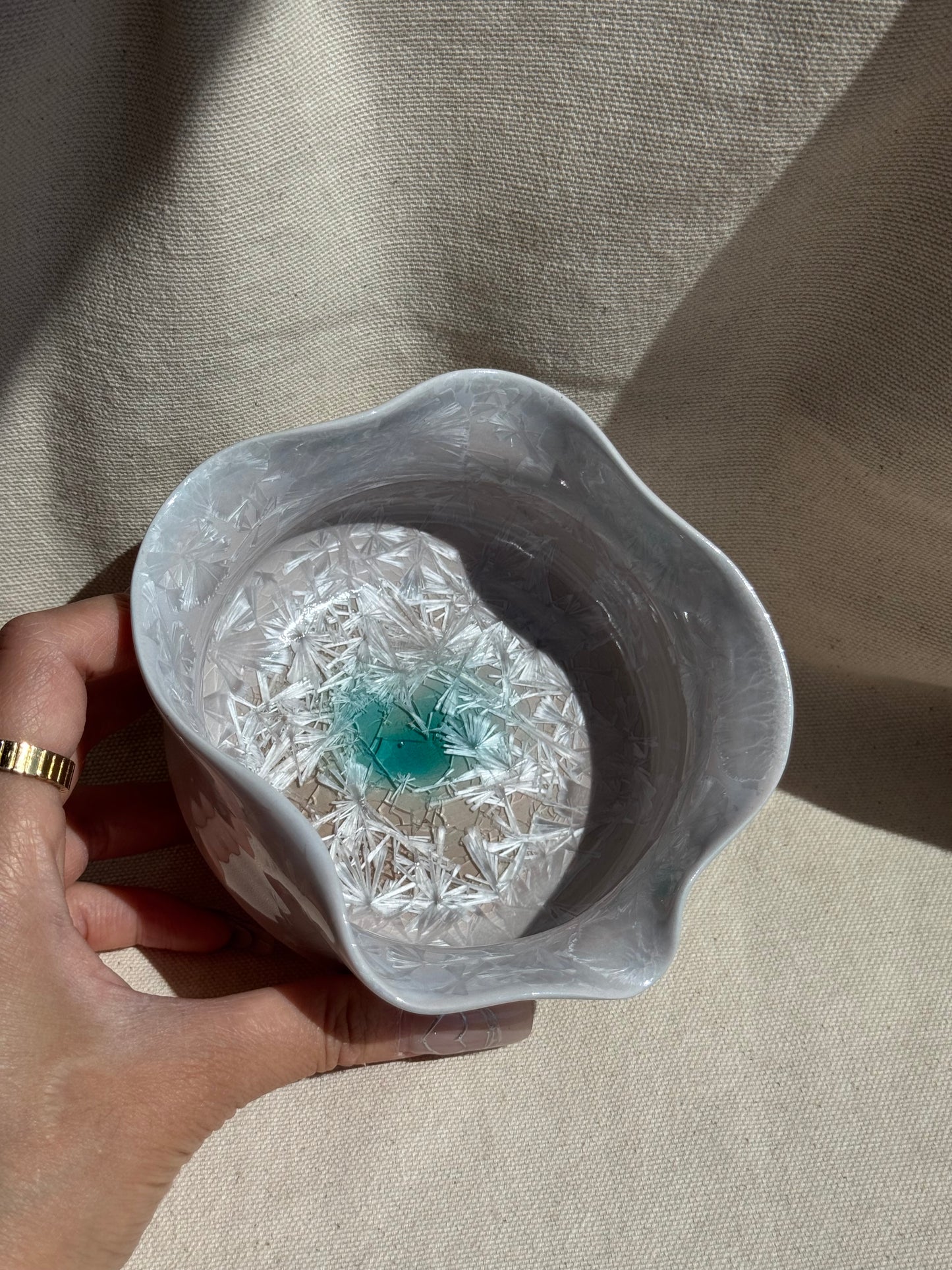 MATCHA BOWL GREY WAVY FLORAL KATAKUCHI 🌸